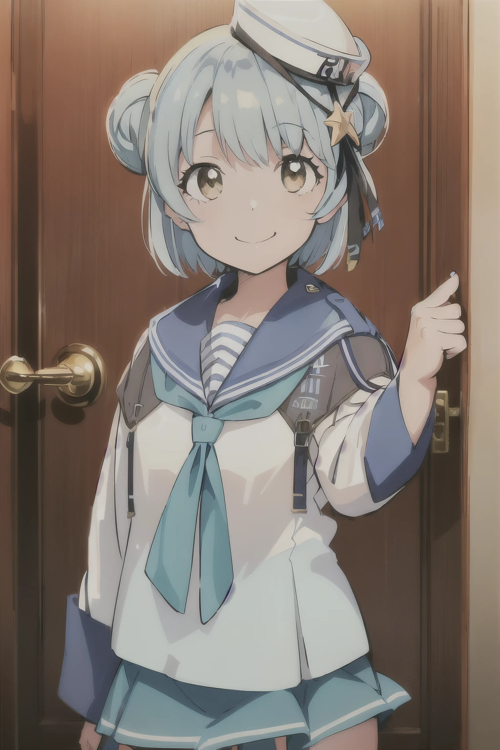 Anime girl in sailor outfit standing in front of a door - SeaArt AI