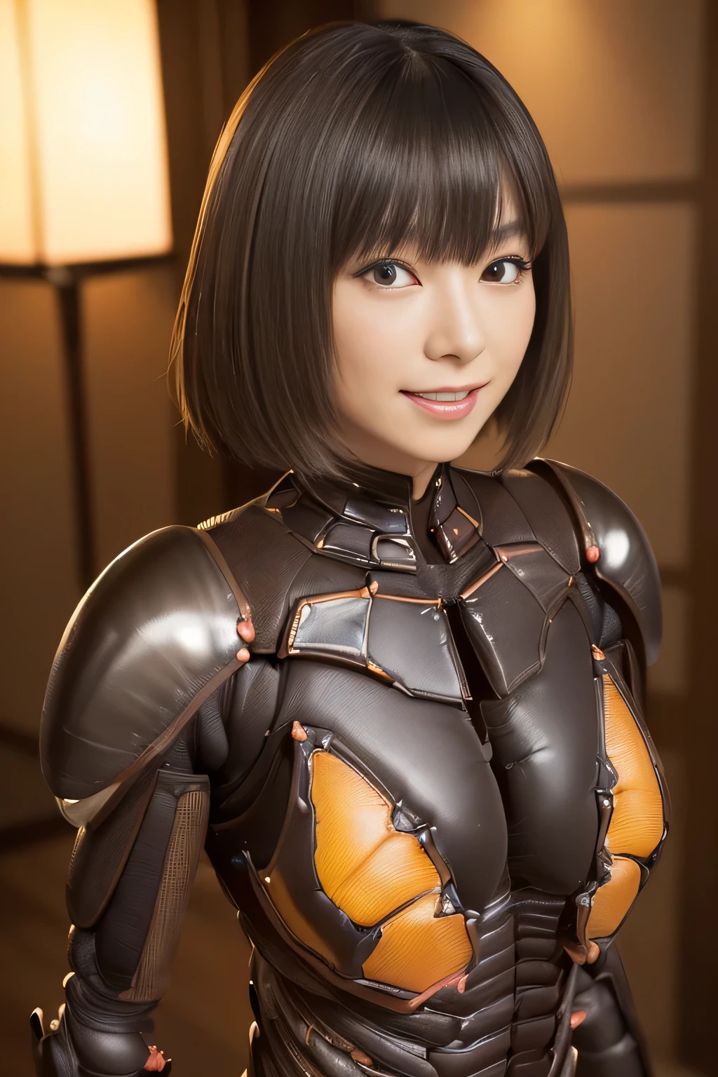 (High resolution,masterpiece,highest quality,Very detailed CG, anime, official art:1.4), realistic, photograph, amazing detail, everything is complicated, shiny and glossy,Amazing number of layers, 8K wallpaper, 3D, sketch, cute, figure,( alone:1.4), perfect female proportions,villain&#39;s daughter, (Fusion of dark brown cockroach and lady:1.4), (brown cockroach woman:1.2), (brown cockroach woman:1.2), (Fusion:1.2), (alone:1.4), (evil smile:1.2), muscular, abs, (Cockroach brown exoskeleton bio insect suit:1.4), (Cockroach brown exoskeleton bio insect armor:1.2), (brown transparent cockroach feathers:1.4), (Antennae of brown cockroaches:1.3),