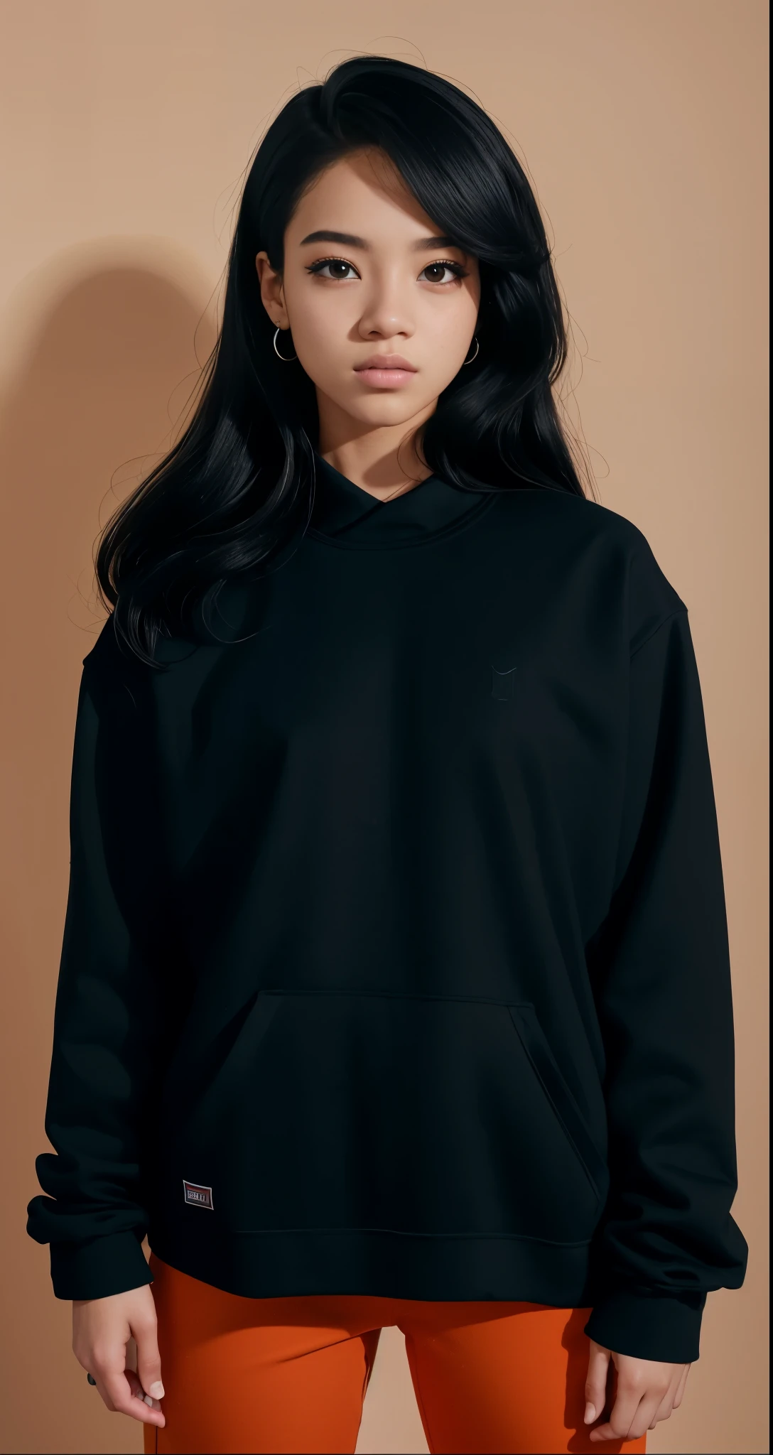 arafed woman in a Moletom preto posing for a picture, black haired girl vestindo moletom, girl vestindo moletom, Moletom preto, wearing a Moletom preto, in a Moletom preto, vestindo moletom, dressed Moletom preto, vestindo um moletom grande, retrato de jisoo blackpink, Moletom preto techie, Retrato de Jossi do Blackpink, she is wearing streetwear, Jisoo do Blackpink