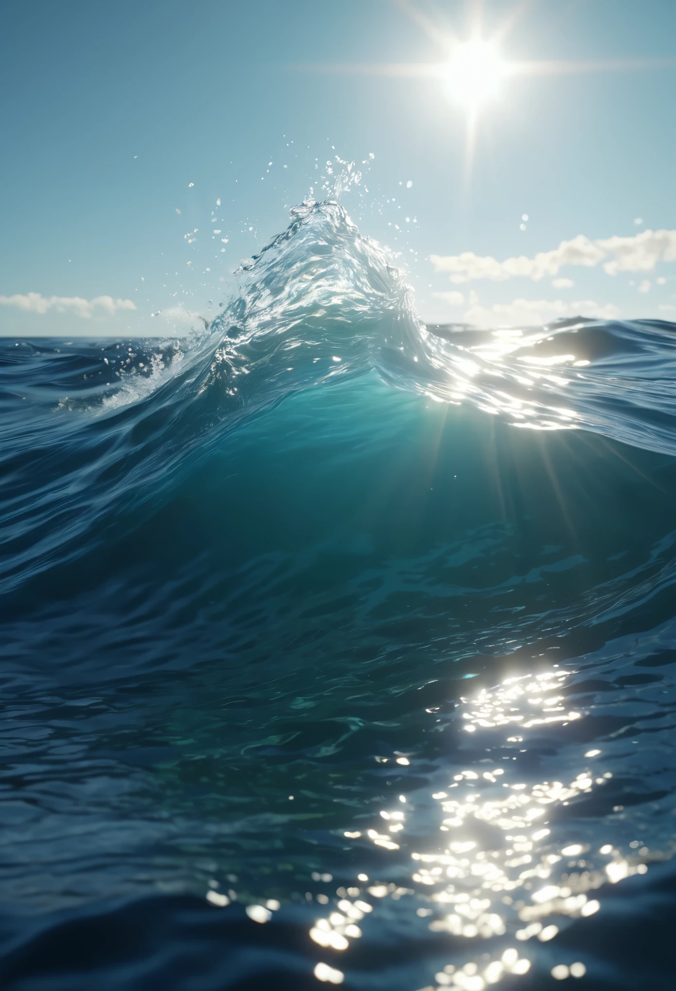 Ocean Dance，Realistic ray tracing，True light reflection，8k，masterpiece，Super fine，Film effect，grainy，Realism，dynamic perspective