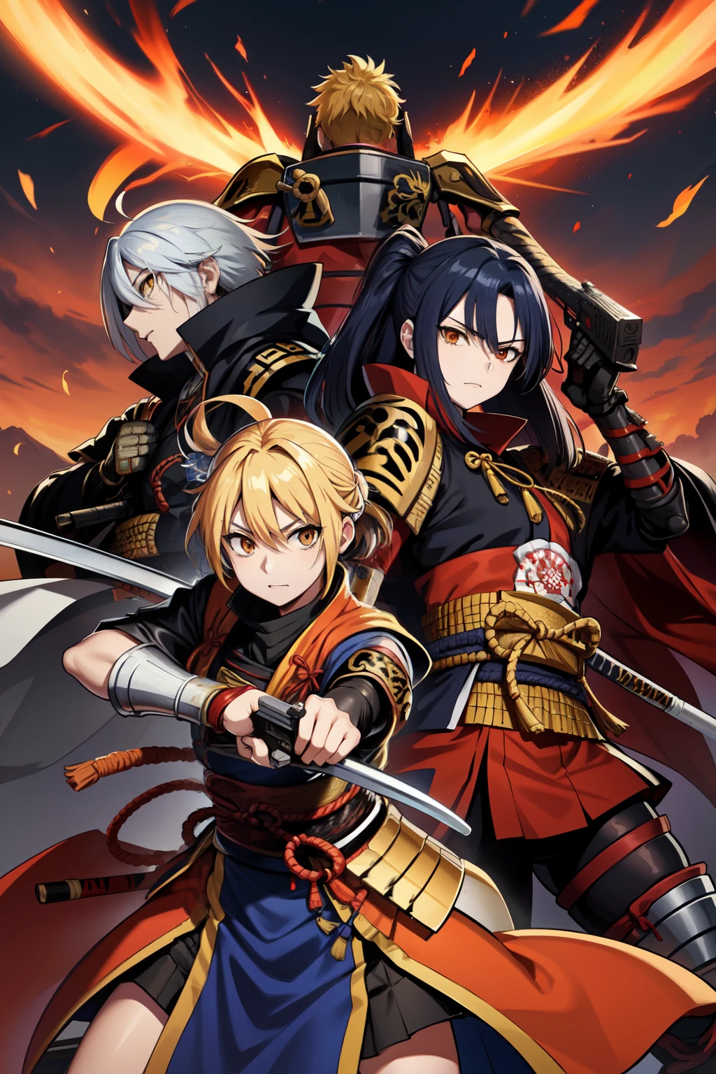War God Terutora Uesugi Kenshin holding a gun Japan