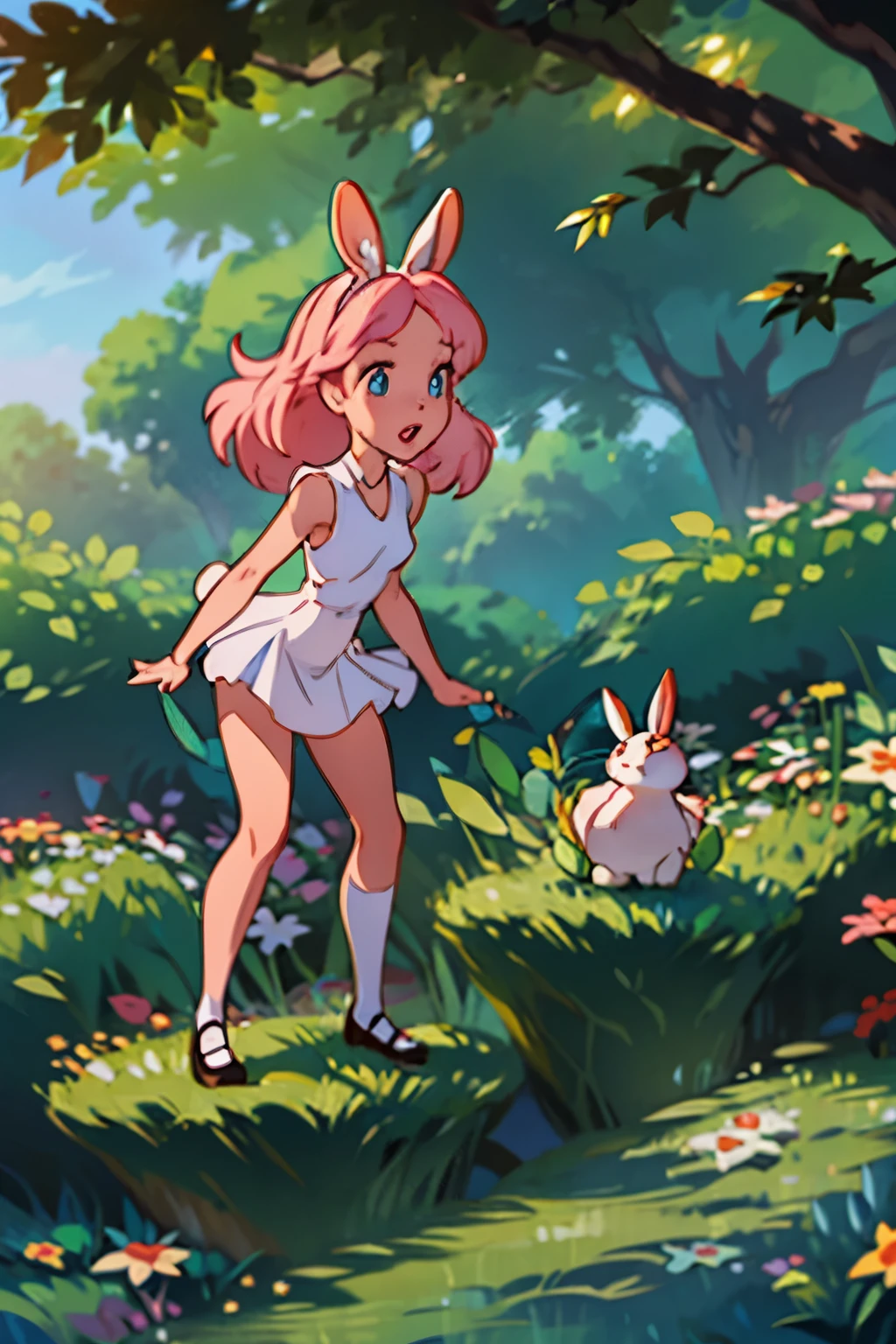 3D Pixar Style Masterpiece: A Clever Little White Rabbit in the Lush Jungle

1.5, High Definition: The rabbit's every detail, from its fluffy white fur to its intricately designed buckteeth, is brought to life in stunning detail in this Pixar-inspired illustration.

2.1, Intelligent: With a twinkle in its bright, expressive eyes and a sly curve of its pink nose, this smart little rabbit is full of character and charm.

3.2, Forest Setting: Surrounded by the dense foliage and vibrant colors of the jungle, the rabbit is a