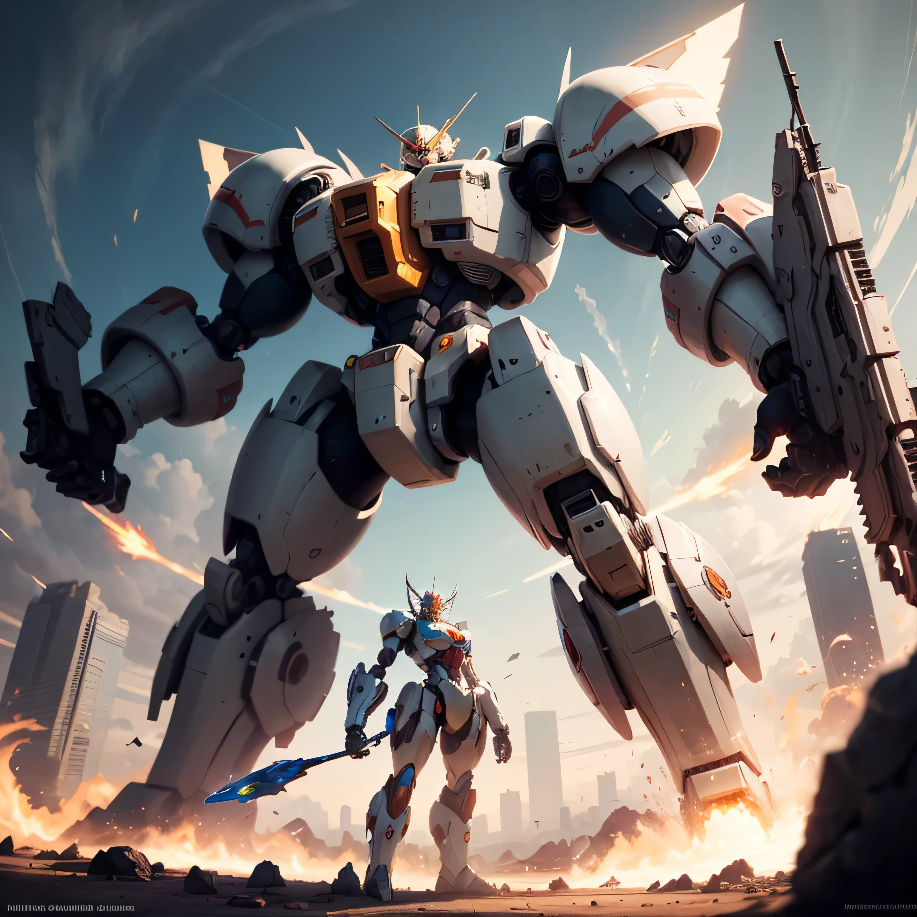 "The majestic mecha exudes unstoppable power, Exuding an awe-inspiring aura." - car