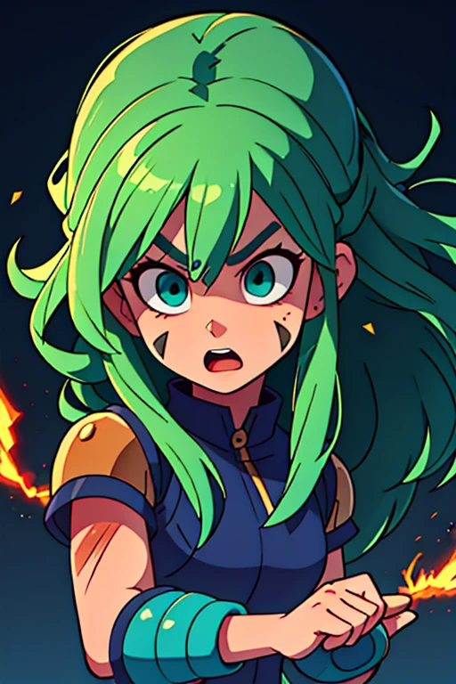 (a powerful, fierce, determined)bulma,(beautiful, detailed eyes,luscious long green hair longhair),( Saiyan armor:1.1),(best quality,4k,8k,highres,masterpiece:1.2),ultra-detailed,(realistic,photorealistic,photo-realistic:1.37),(vivid colors:1.1),(energetic, confident:1.1)pose, (intense, powerful:1.1)aura, (smoke:0.9), (powerful blasts of energy),(battle scars),(intense background:1.1), (energetic lighting:1.1)