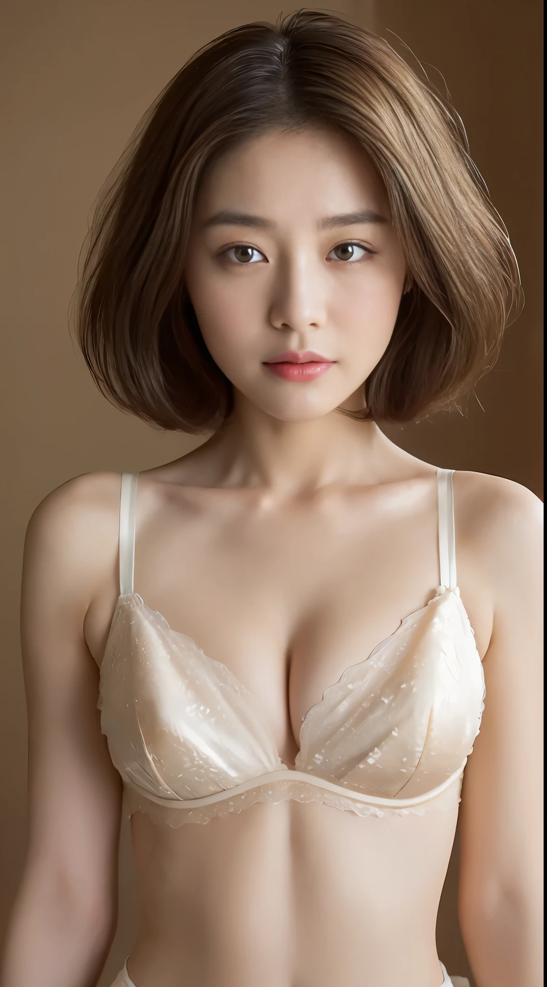 ((highest quality, 8K, masterpiece:1.3)), concentrate: 1.2, perfect body beauty: 1.4, buttocks: 1.2, ((bob hair, chest: 1.2)),(Embarrassed face 1.3),(sexy underwear: 1.1),Highly detailed face and skin texture, delicate eyes, double eyelid, whitened skin