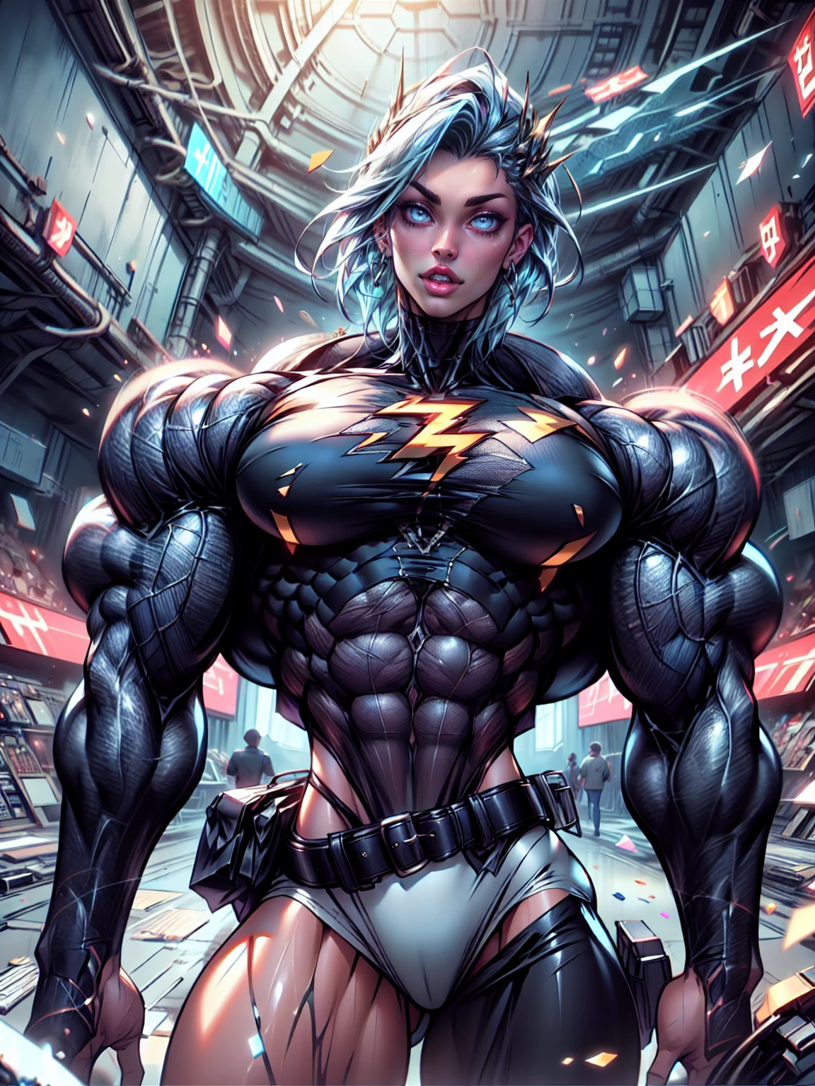 Cinematic, clear facial features and insanely detailed, it captures the essence of a muscular female bodybuilder (Megan Fox) with breathtaking beauty. The color grading is beautifully done, enhancing the overall cinematic feel. Unreal Engine brings her to life, her appearance even more mesmerizing. With the use of depth of field (DOF), every detail is focused and accentuated, drawing attention to her eyes and hair. The image resolution is at its peak, utilizing super-resolution technology to ensure every pixel is perfect. Cinematic lighting enhances her aura, while anti-aliasing techniques like FXAA and TXAA keep the edges smooth and clean. Adding realism to the muscular female bodybuilder, RTX technology enables ray tracing, it look as if it's actually there. Additionally, SSAO (Screen Space Ambient Occlusion) gives depth and realism to the scene, the girl's presence even more convincing. In the post-processing and post-production stages, tone mapping enhances the colors, creating a captivating visual experience. The integration of CGI (Computer-Generated Imagery) and VFX (Visual Effectrings out her muscular features in a seamless manner. SFX (Sound Effects) complement the visual artistry, immersing the viewer further into this fantastic world. The level of detail is awe-inspiring, with intricate elements meticulously crafted, the artwork hyper maximalist and hyper-realistic. Volumetric effects add depth and dimension, and the photorealism is unparalleled. The image is rendered in 8K resolution, ensuring super-detailed visuals. The volumetric lightning adds a touch of magic, highlighting her beauty and aura in an otherworldly way. High Dynamic Range (HDR) technology makes the colors pop, adding richness to the overall composition. Ultimately, this artwork presents an unreal, yet stunningly real portrayal of an incredibly beautiful girl. The sharp focus ensures that every feature is crisply defined, leaving the audience captivated by her presence. --v testp