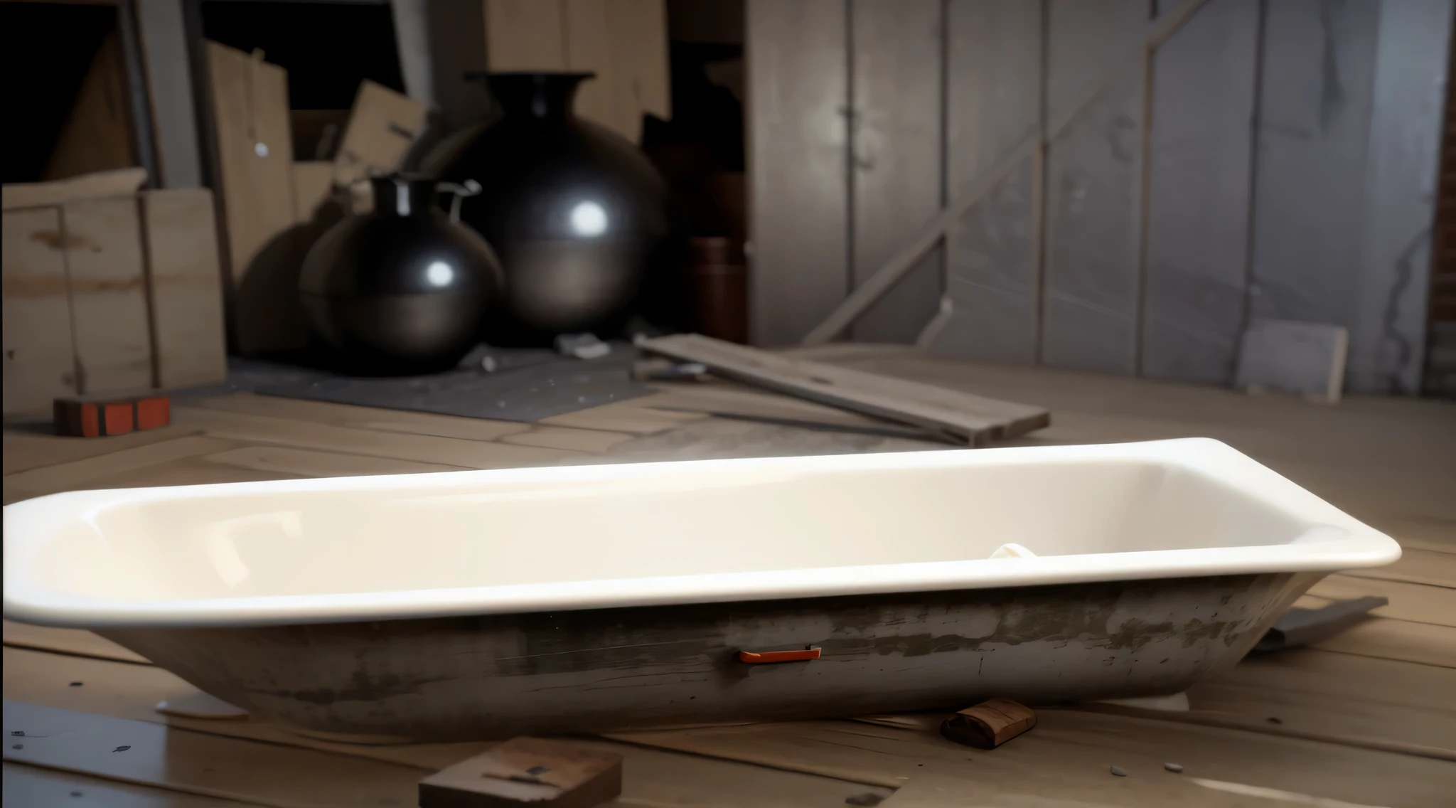 there is a large rectangular tub sitting on a wooden table, actual unreal engine 3 d game, Rendered in Unreal Engine 3, tub, Rendered in Unreal Engine 3d, Rendering on Unreal 3D, 3 d stylize scene, octane rendering painting, octane rendering. actual, Unreal Engine 3D Rendering, unreal engine actual render, scene rendering, actual. octane rendering