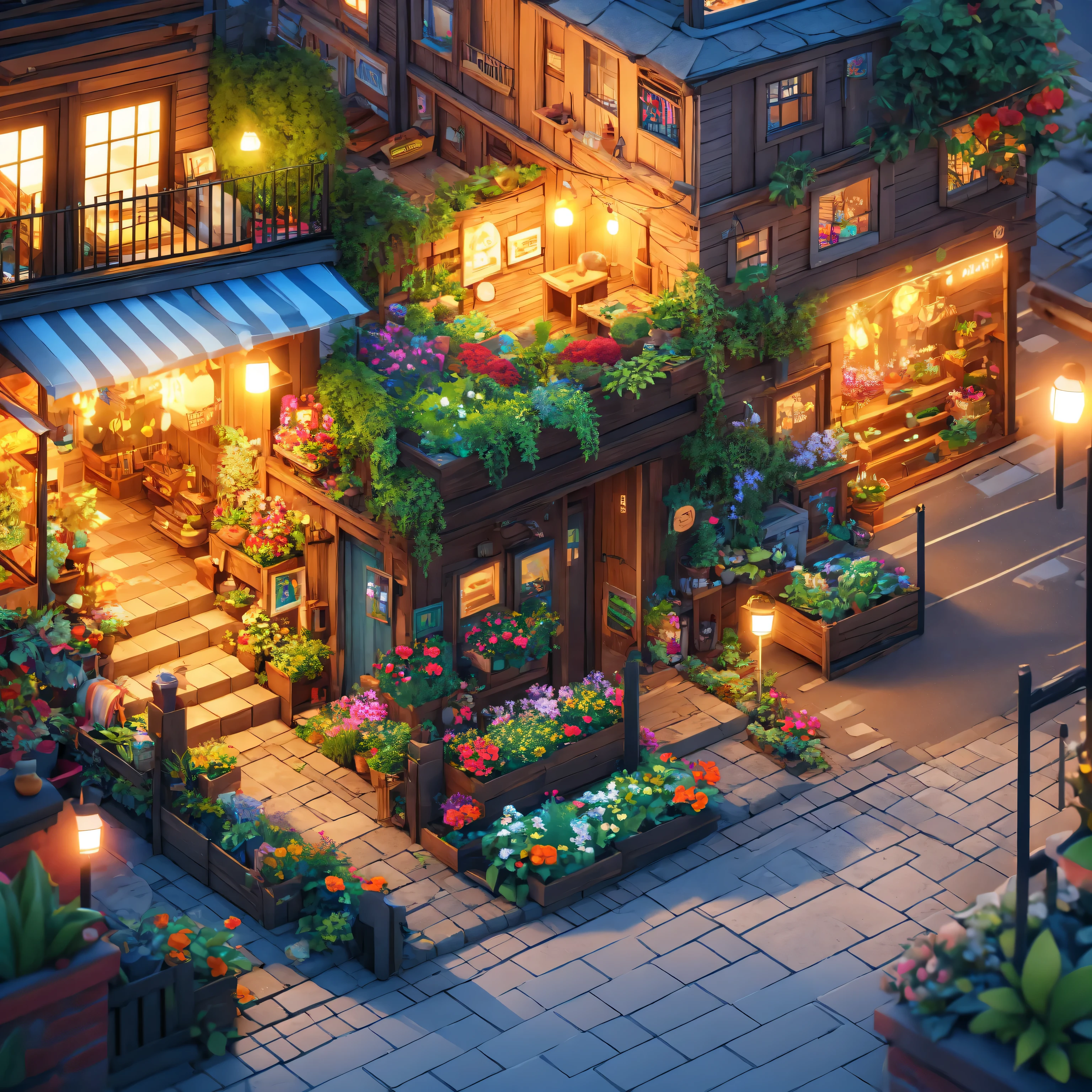 cute, garden, street, shop, 3D artwork, world, blender, OC renderer, dribble high detail 8k, studio lighting --v 6