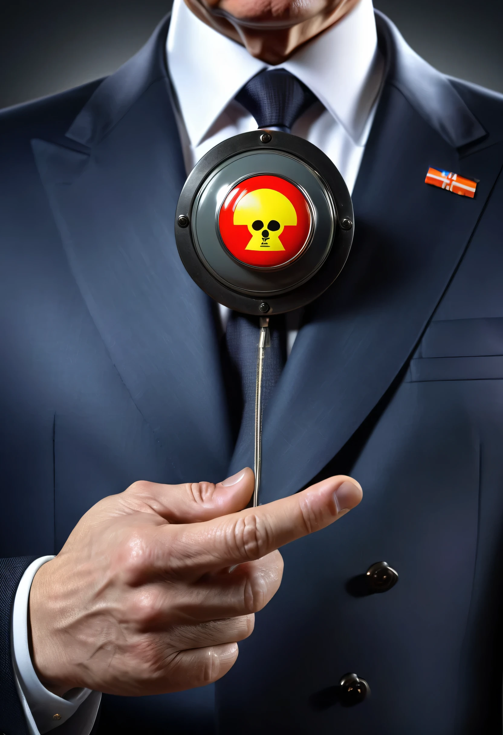 Putin holding the nuclear button. 
,  extreme details, highly detailed,, ,ultra HD,  Very Good quality 
, Photorealistic.   photographic, fine texture, photorealistic,Ultra Realistic, High quality, Highly detailed,majestic, dramatic lighting clear photo raw. aestic