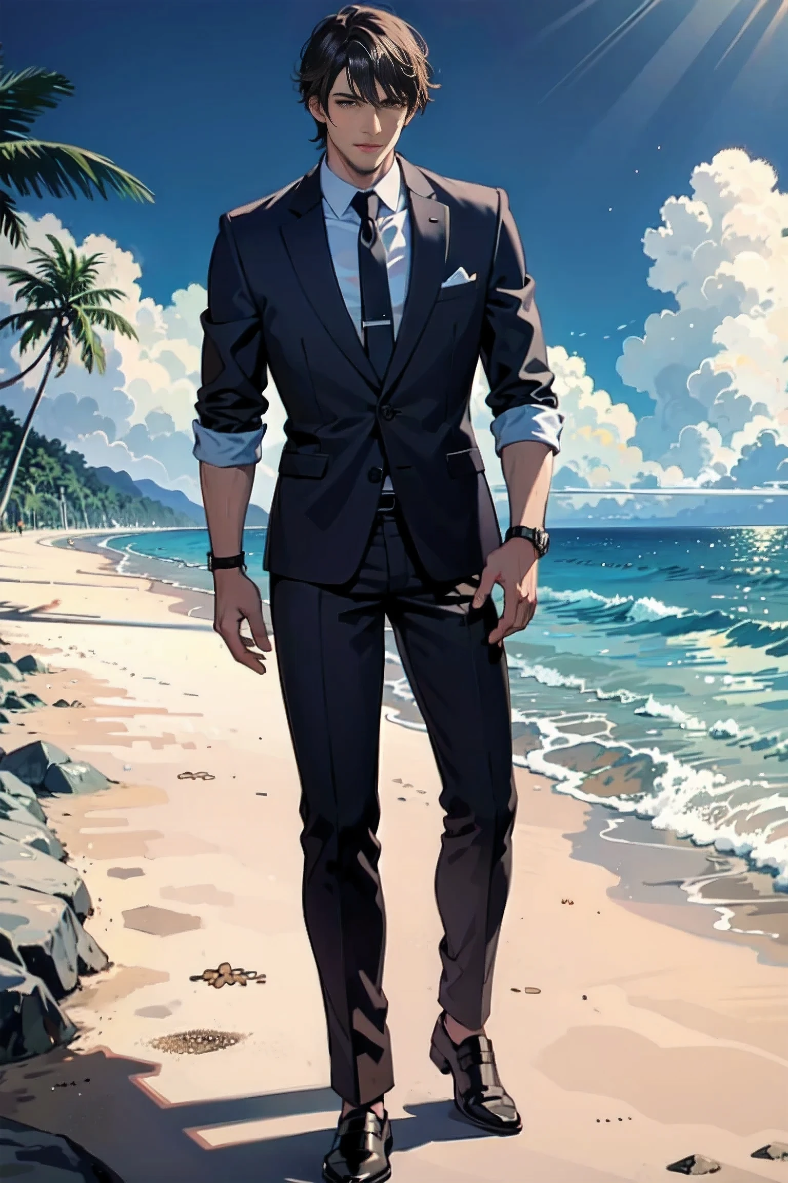 handsome man , beach