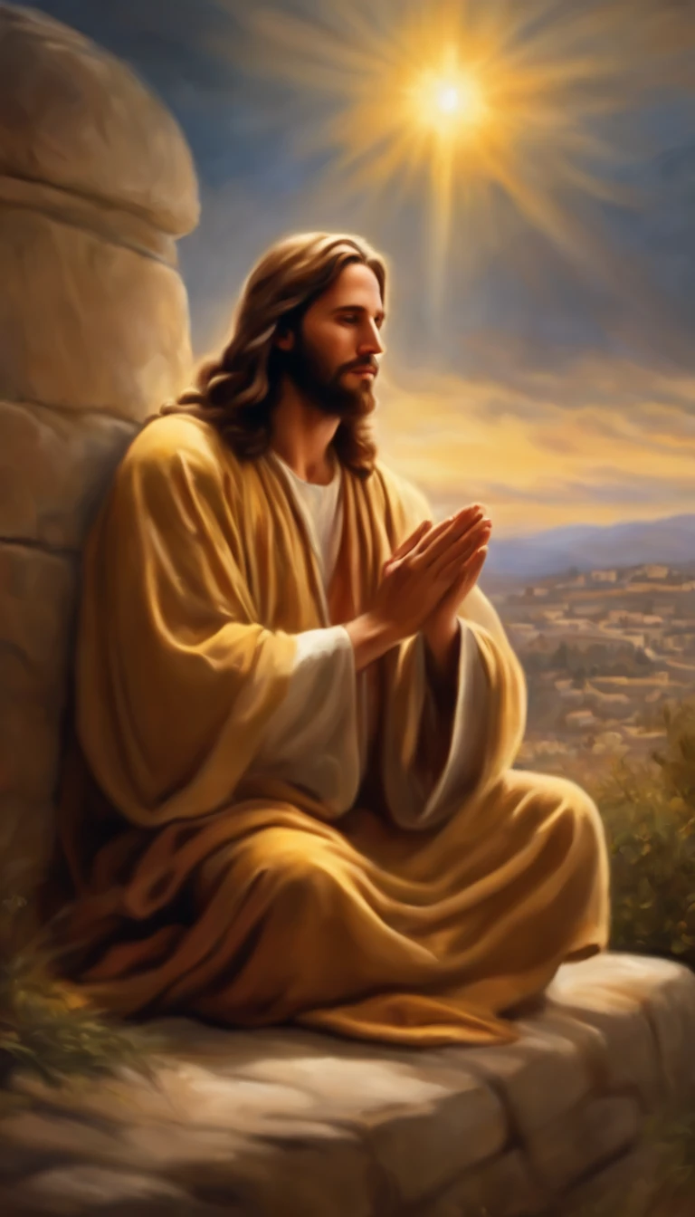 (jesus cristo,praying,mount of olives),(disciples:1.1)
(oil painting),(detailed brush strokes),(realistic:1.37),(vivid colors),(professional),(bokeh),(ultra-detailed),(ultra-fine painting)
(holy and peaceful atmosphere),(divine light),(golden halo),(calm and serene)
This is a picture of Jesus praying on the Mount of Olives。with his disciples。
This is an oil painting,Painted with meticulous brushstrokes,Extremely high fidelity and vivid colors。High picture quality,Can show fine details。
The picture is filled with a sacred and peaceful atmosphere,With the shining of divine light and the halo of Jesus,The whole picture gives people a sense of tranquility and peace。
Notice:The above is detailed,full description。Please remove the brackets when generating prompts。