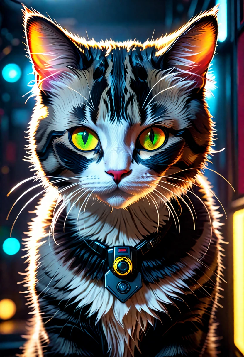 Ultra detalhe, high resolution, Ultra detalheed, Melhor qualidade, Incredible, maximum quality, papel de parede extremamente detalhado da unidade CG 8k, cinematic lighting, cat fan, Ciberpunk, garota moreno
