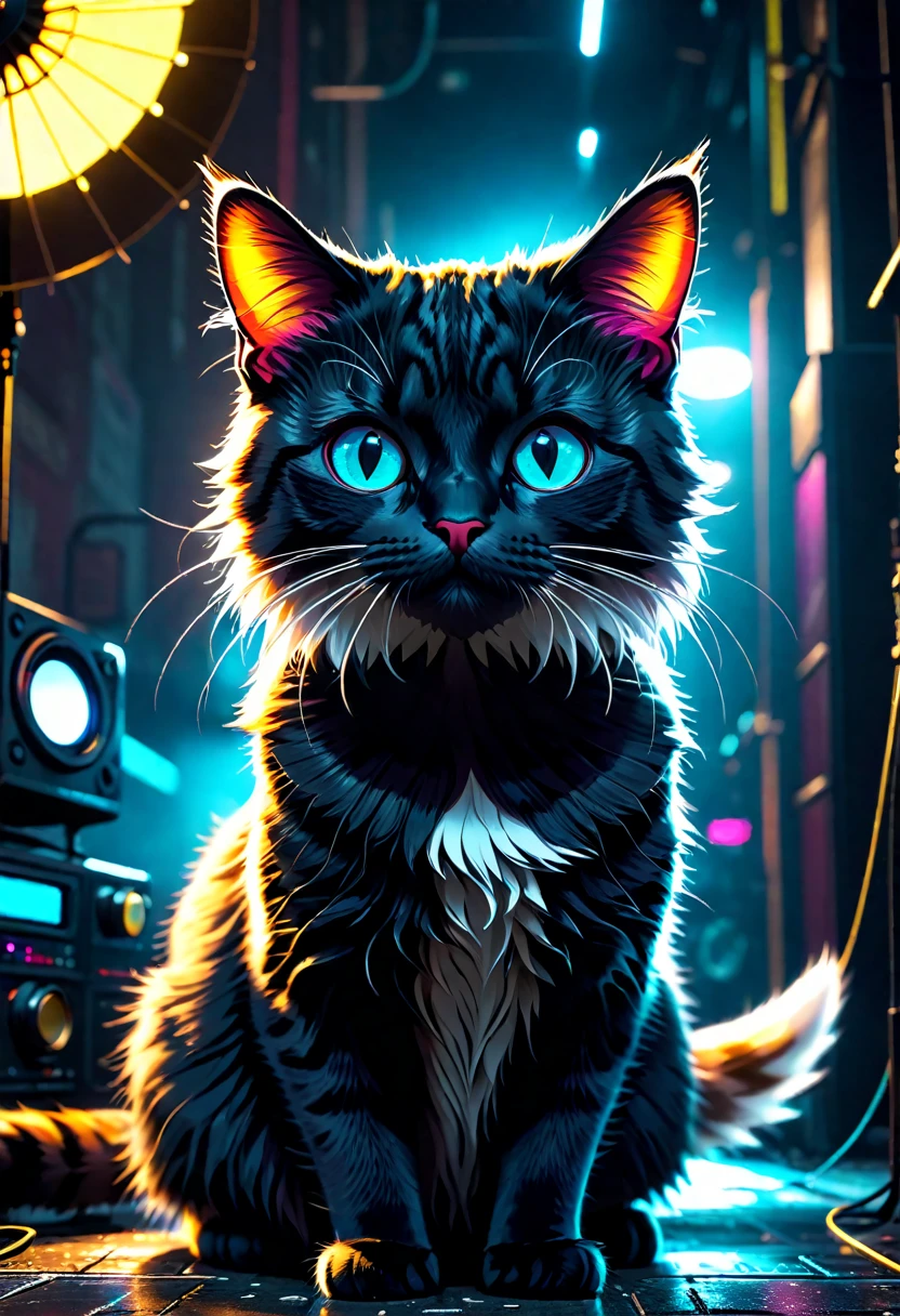Ultra detalhe, high resolution, Ultra detalheed, Melhor qualidade, Incredible, maximum quality, papel de parede extremamente detalhado da unidade CG 8k, cinematic lighting, cat fan, Ciberpunk, garota moreno