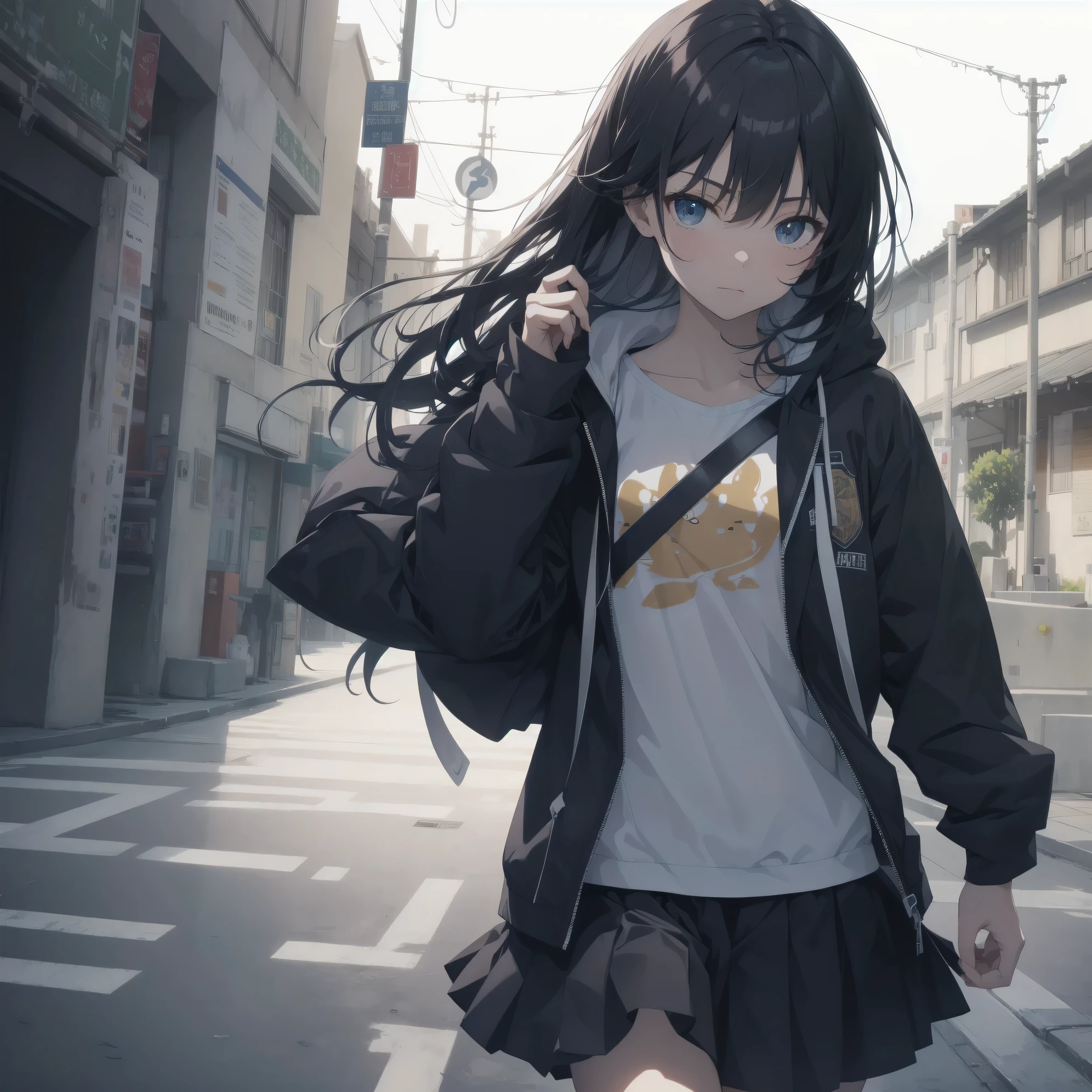 Super Absurd - Top Quality from the God of Art, Super detailed, High resolution, anime moe art style, best anime 8K konachan wallpaper, Pixiv contest winners, perfect anatomy,break, (眠そうにalone学校へ行く女の子を描いてください. )break,1 girl, (alone,little woman, :1.3),All limbs, full finger,, The charm of an immature body, (very_short hair), shortcut, Bang, flat chest, small ass, between legs, small black eyes, detailed and beautiful eyes, Well-proportioned iris and pupils, expressive eyes, High resolutionの詳細な髪, neck ribbon, shirt, collared shirt, skirt, pleated skirt, , (detailed lighting), (detailed background), On the way to school. break,super dense skin, Best cinematic lighting powered by famous artist, 8K,Beauty Illustration,photoshop_(Moderate),Absurd Hi-Res,UHD,rough skin,break,((artist:Fujiyama)), artist:Fujichoko,artist:Yamamoto_Soichiro,artist:hanekoto