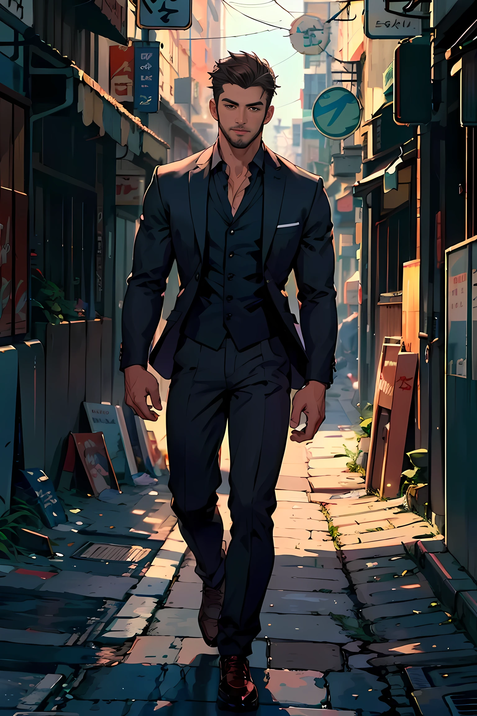 handsome man , road