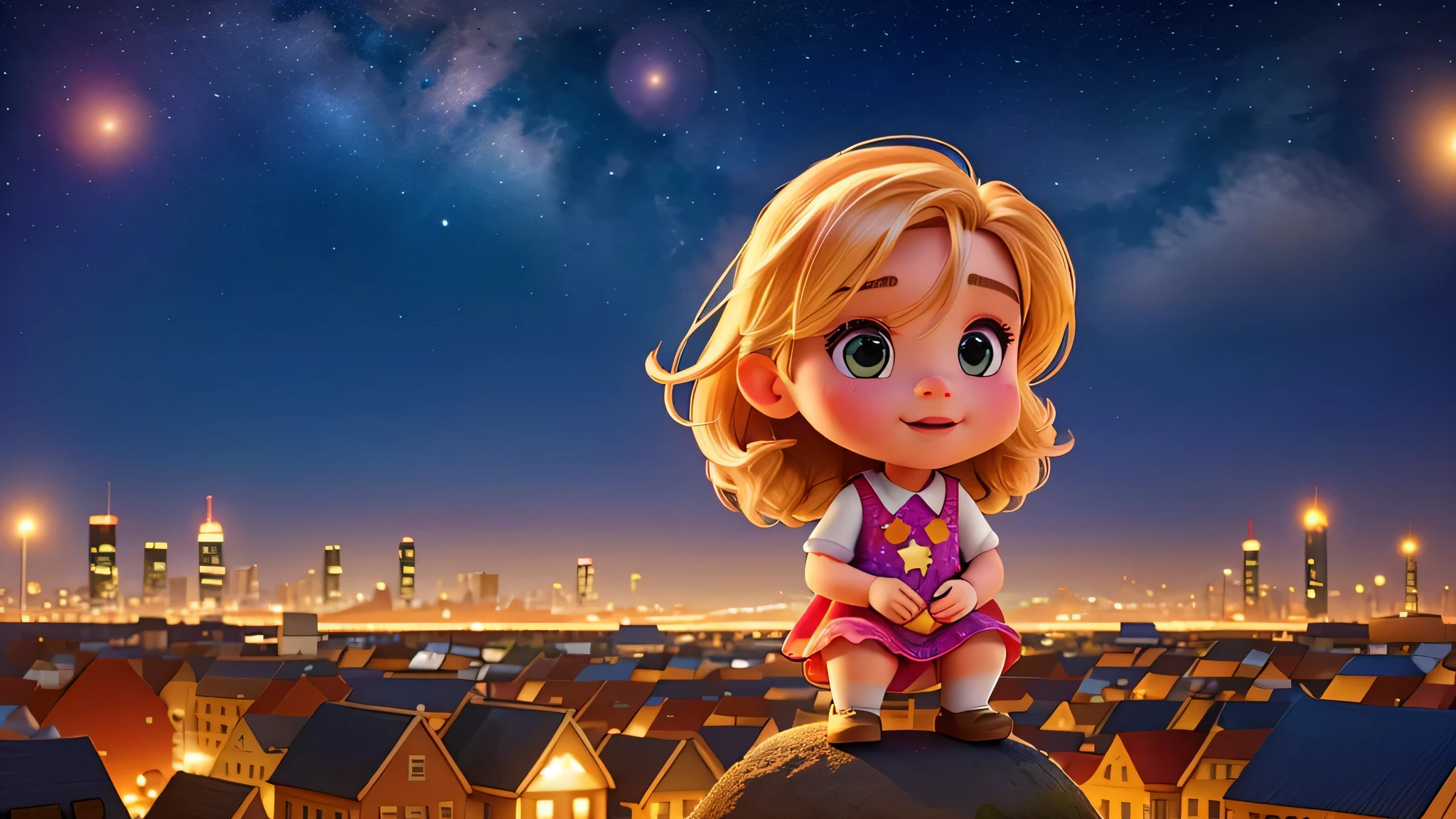 Stars shine,Colorful, float over the city,Cute and cute,KIDS ILLUSTRATION,Glow effects,Dingdall effect,depth of fields,high light,Real light,Ray traching,oc rendered,Hyper-realistic,best qualtiy,8K,Works of masters,super-fine,Detailed pubic hair,Correct anatomy
INFO