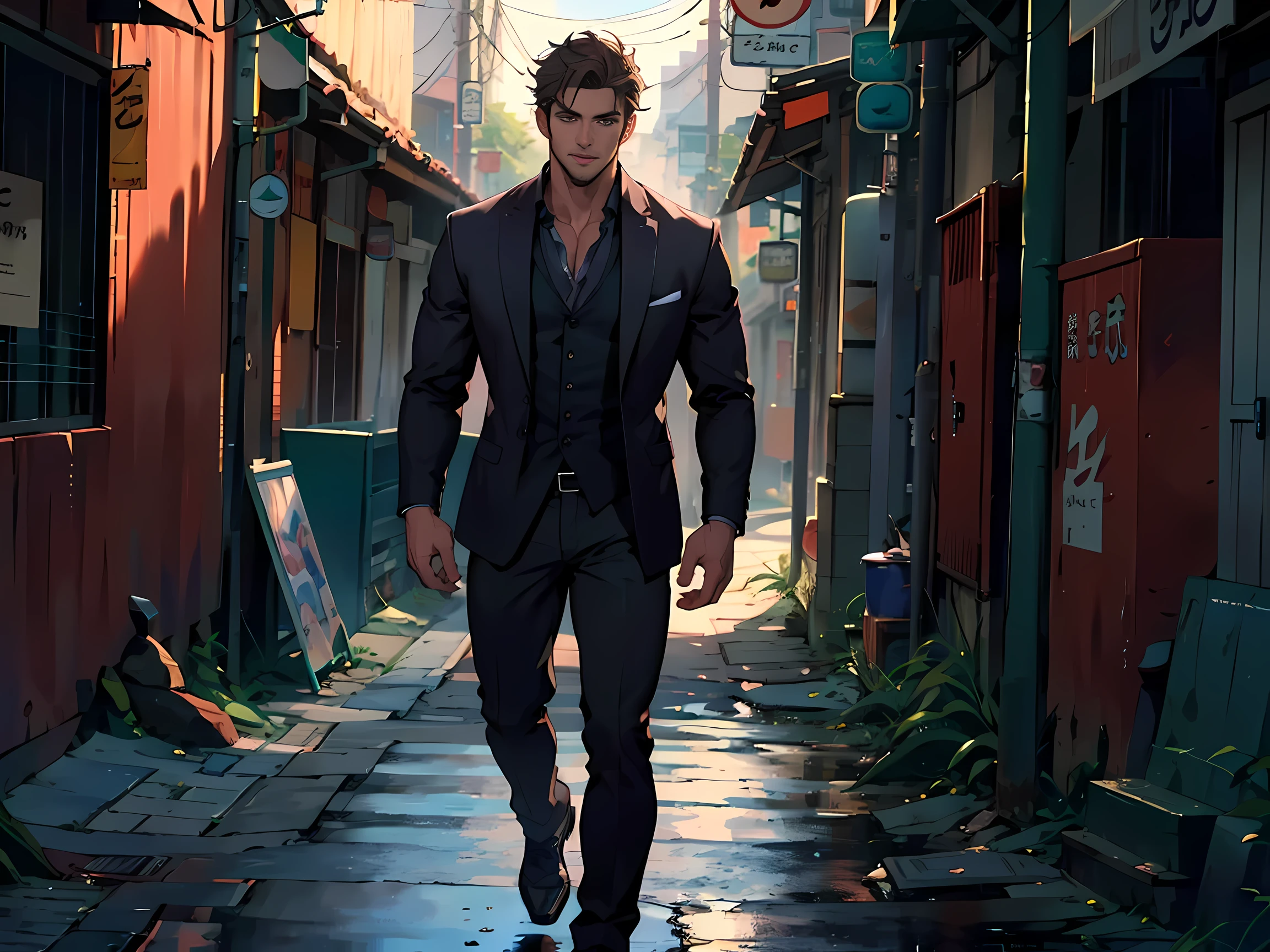 handsome man , road