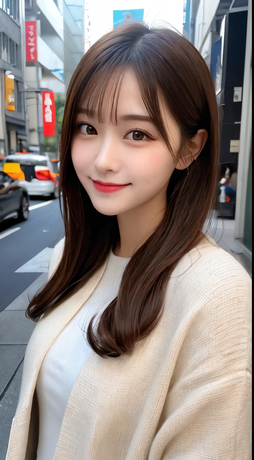 table top, highest quality, shape, Super detailed, finely, High resolution, 8k wallpaper, 完璧なダイナミックな構shape, beautiful and detailed eyes, tokyo trend春ファッション,tokyo trend&Introducing cute hairstyles at random, small breasts, natural color lip, random sexy pose,cute smile,big city、20 year old girl、Beautiful and dense face、perfect and beautiful face,Big eyes、wear spring outerwear、Beautiful and dense face、perfect and beautiful double eyelids、blur the background、perfect and beautiful face、Feminine poses、blur the background