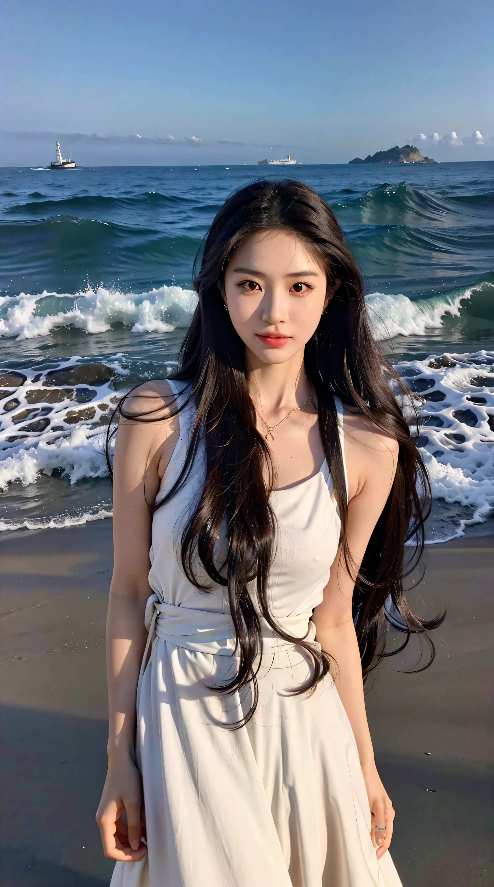 Raped woman standing on the beach in white dress, beautiful korean women, resin drainage, Gorgeous young Korean woman, Asian girl with long hair, Beautiful young Korean woman, Jaeyeon Nam, has long brown hair, with long hair, Korean woman, best face, long brown wavy hair, waist long hair, attractive long hair, long hair girl