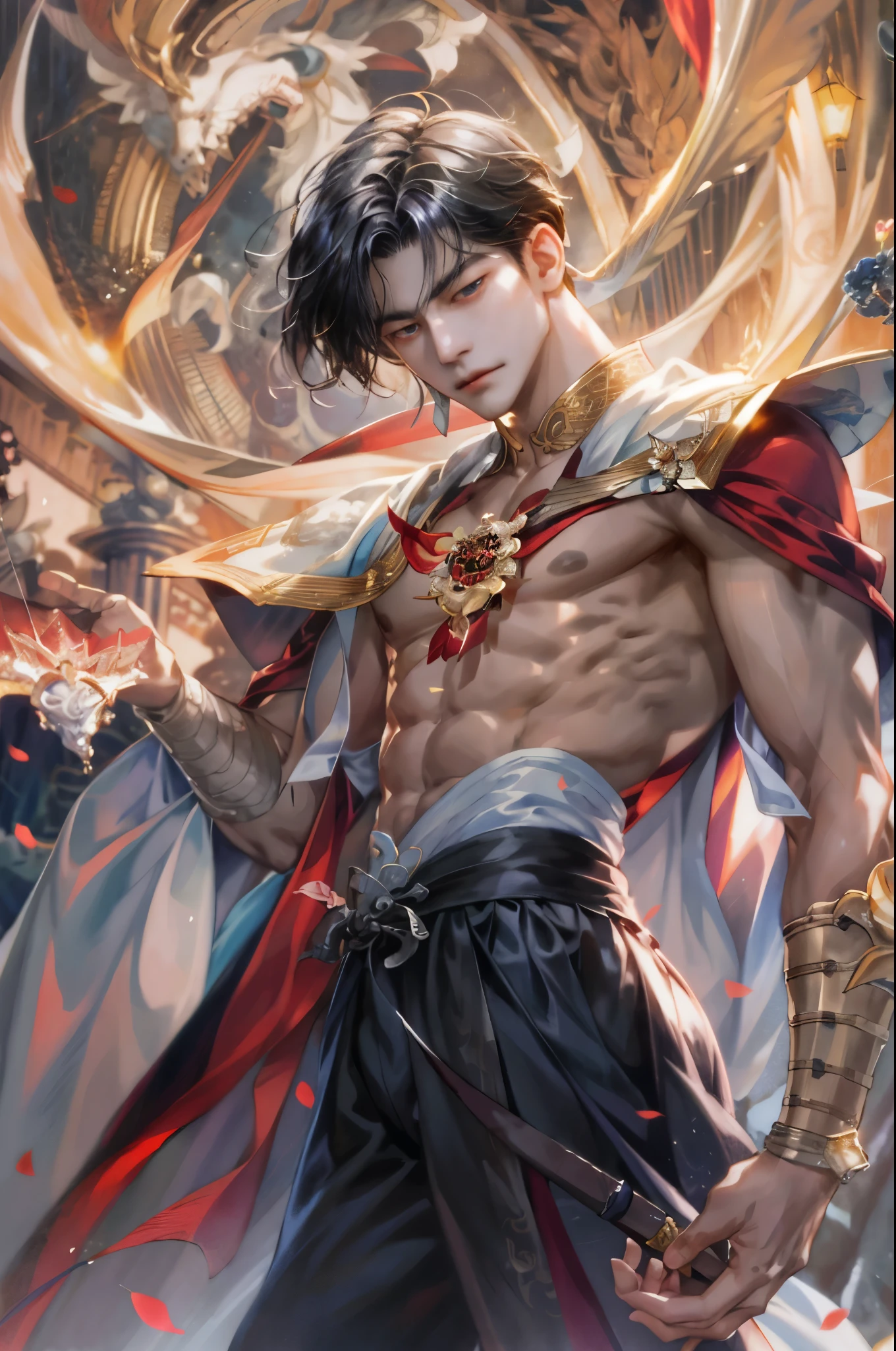 (max resolution: 1.2), (Ultra HDTV: 1.2), 8K resolution, Eye and skin details, detailed facial features, , (Sharp focus: 1, 2), ( Accurate focus) facial expressions: 1,2), 1 boy standing, 20-25 years old, (Blue hair), (Shirtless), Shirtless, Perfect muscles, 8 pack, (light sweat, white fluid, splashing all over the body), (Black briefs), Blue sky, Tree mortar, Transplant, ((Little drops of water on 8-pack abs)), (((water, water))), splashed all over his face, splashed all over his abs, splashed all over his body, his face turned red from embarrassment. ((There is a faint word SelenaAI in the corner of the photo)),,young man A 27-year-old handsome,six-pack, black hair ,white skin, yellow eye pupils ,wearing long big indigo blue transparent cloth of light and water, tight swimwear Mini,king of ice , golden accents,fullbody, black thorny plants made of ice ,sitting on Thorne ,point of view from below, background castle room dawn violet light,whole body covered by sperm, naked, big long erection penis , cumming