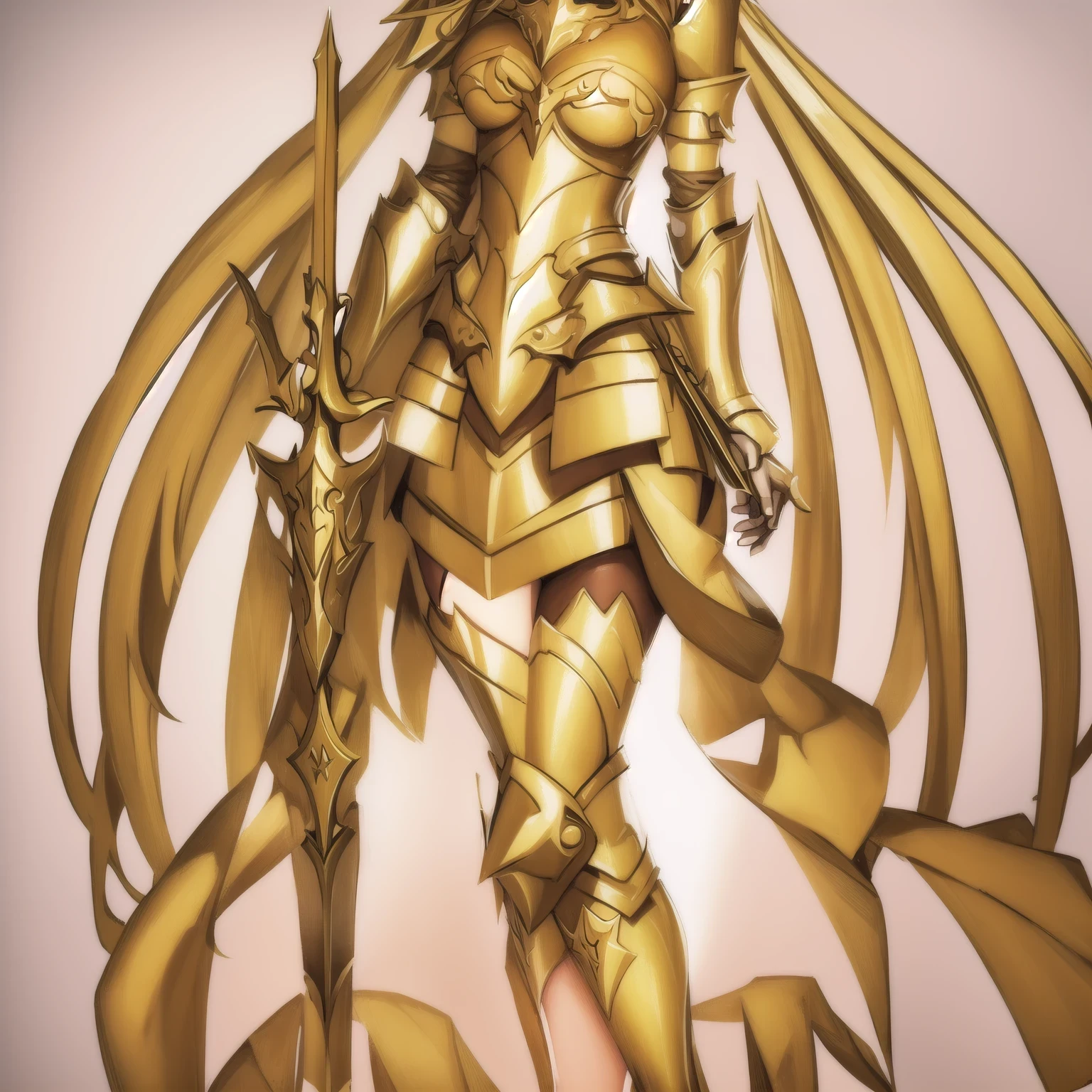 Blonde Queen Gold Tiara, armor,cleavage,,high heels,Standing,castle