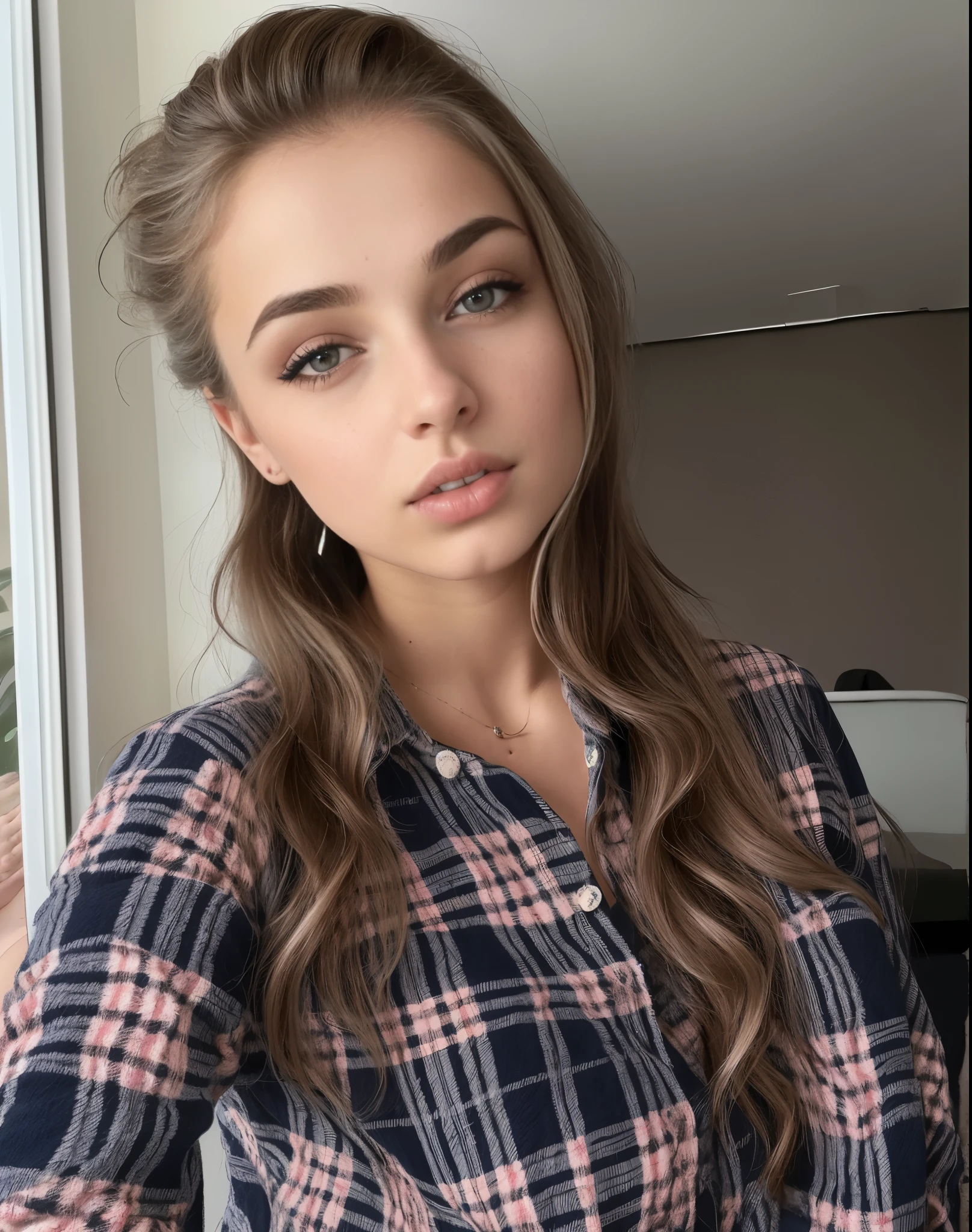 mulher arafada com uma faixa branca e uma camisa xadrez, Retrato de Sophie Mudd, 18 anos de idade, Aleksandra Waliszewska, beleza de cair o queixo, cabelo castanho preso em rabo de cavalo, 1 6 anos, Anna Nikonova aka Newmilky, 2 modelo feminino de 4 anos, dasha taran, lindo rosto cheio, 21 anos de idade