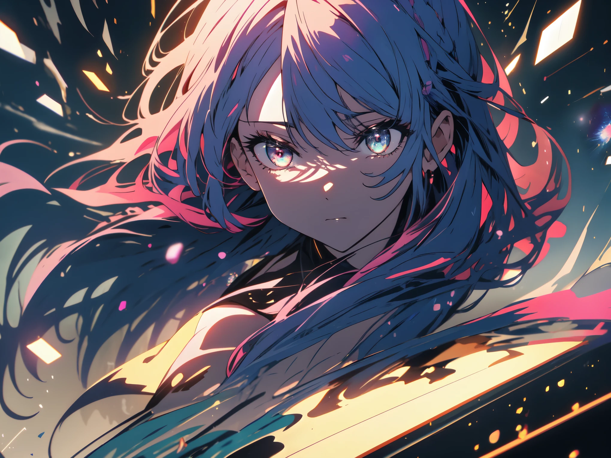 (highest quality、masterpiece、High resolution、detailed)、(Shining eyes、detailed美しいface),highly be familiar with, 8K, masterpiece, 1 girl, blue pink_hair, nude, 笑face, (perfection_face), bound, close, bondage, upon_return, Brilliant, Complex, dramatic lighting, 4k, be familiar with_returnground, caustics, full_body, beautiful anime