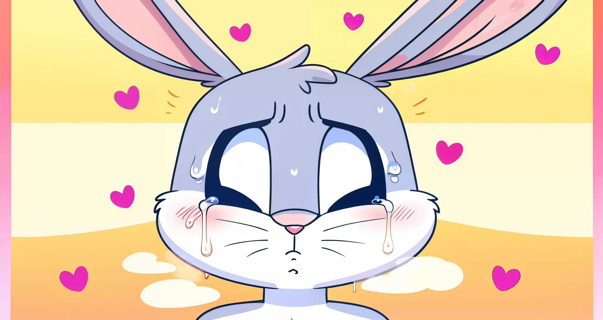score_9, score_8_up, score_7_up, score_6_up, score_5_up, score_4_up, Realistic, furry, body fur, detailed, Judy Hopps, Anthro, after deepthroat after fellatio after oral ahe gao blush cheek cum cum bubble cum from nose cum in hair cum in mouth cum on face cum on tongue female hair heart open mouth ruined makeup, tongue tongue out, white background