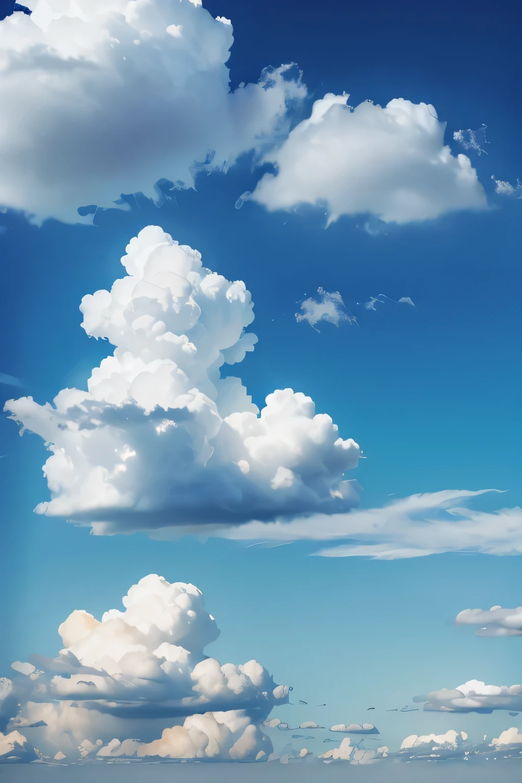 Blue sky scene,thick clouds,Lovely 3D rendering,Sky,sunny,Sky为主题,partly cloudy,So cute clouds,glow,Hayao Miyazaki,modeling,There were white birds flying by