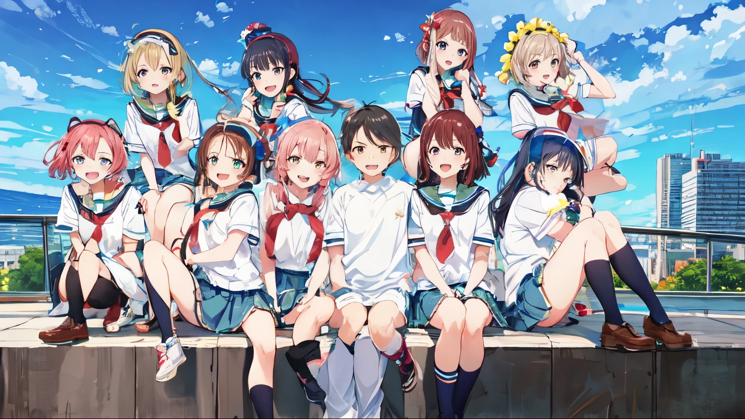 Anime Aqours and boy sailor school