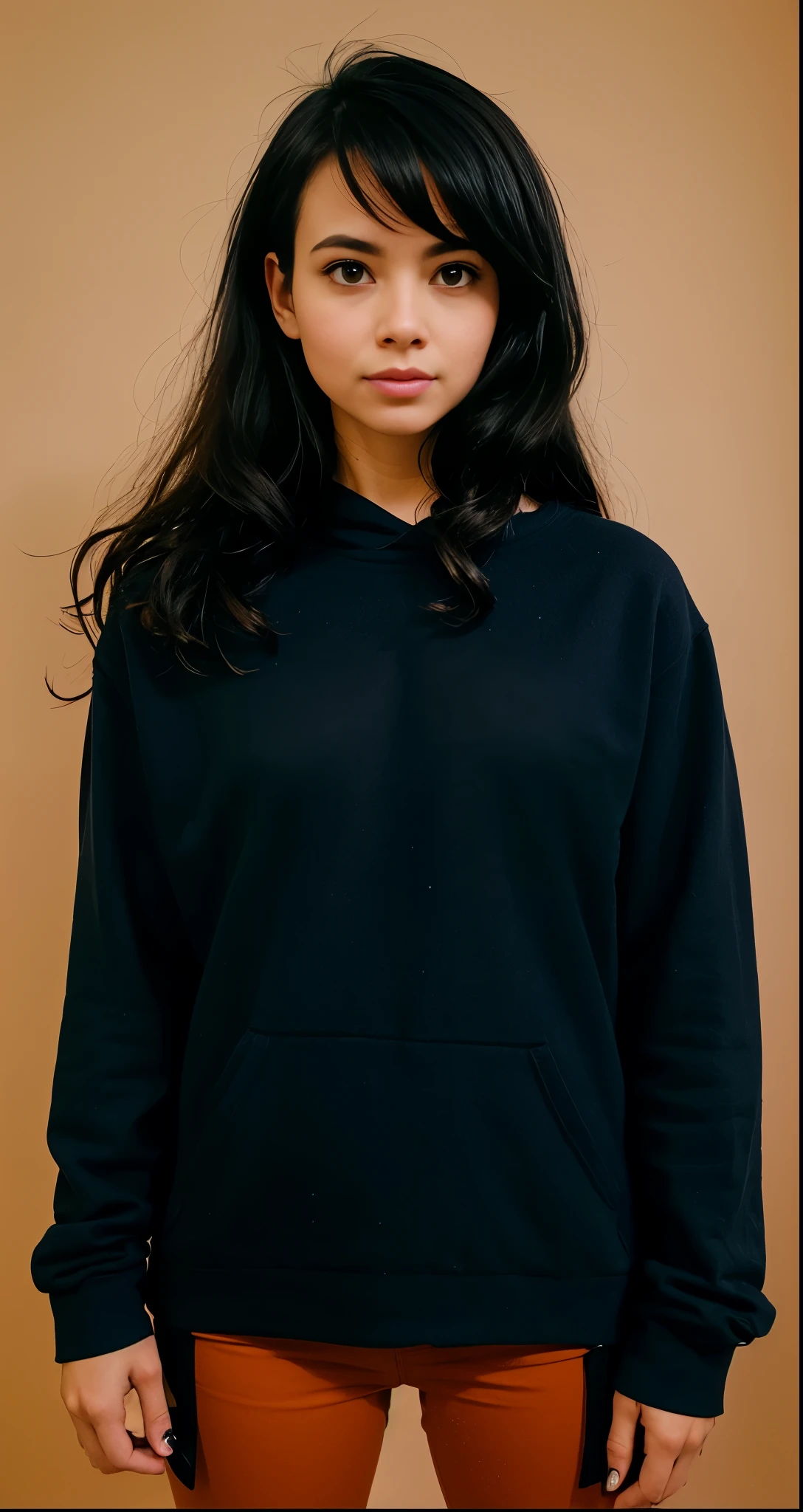 arafed woman in a Moletom preto posing for a picture, black haired girl vestindo moletom, girl vestindo moletom, Moletom preto, wearing a Moletom preto, in a Moletom preto, vestindo moletom, dressed Moletom preto, vestindo um moletom grande