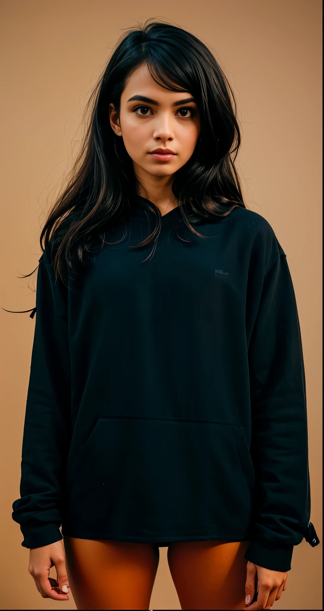 arafed woman in a Moletom preto posing for a picture, black haired girl vestindo moletom, girl vestindo moletom, Moletom preto, wearing a Moletom preto, in a Moletom preto, vestindo moletom, dressed Moletom preto, vestindo um moletom grande