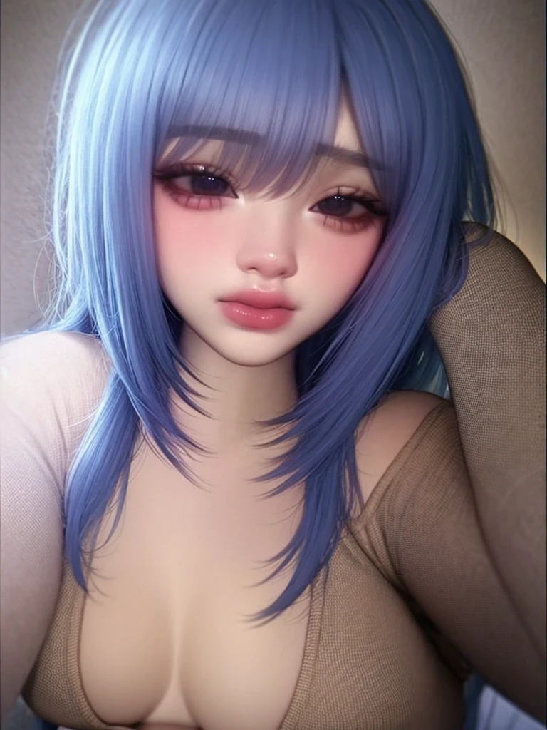 girl, colored hair, soft features