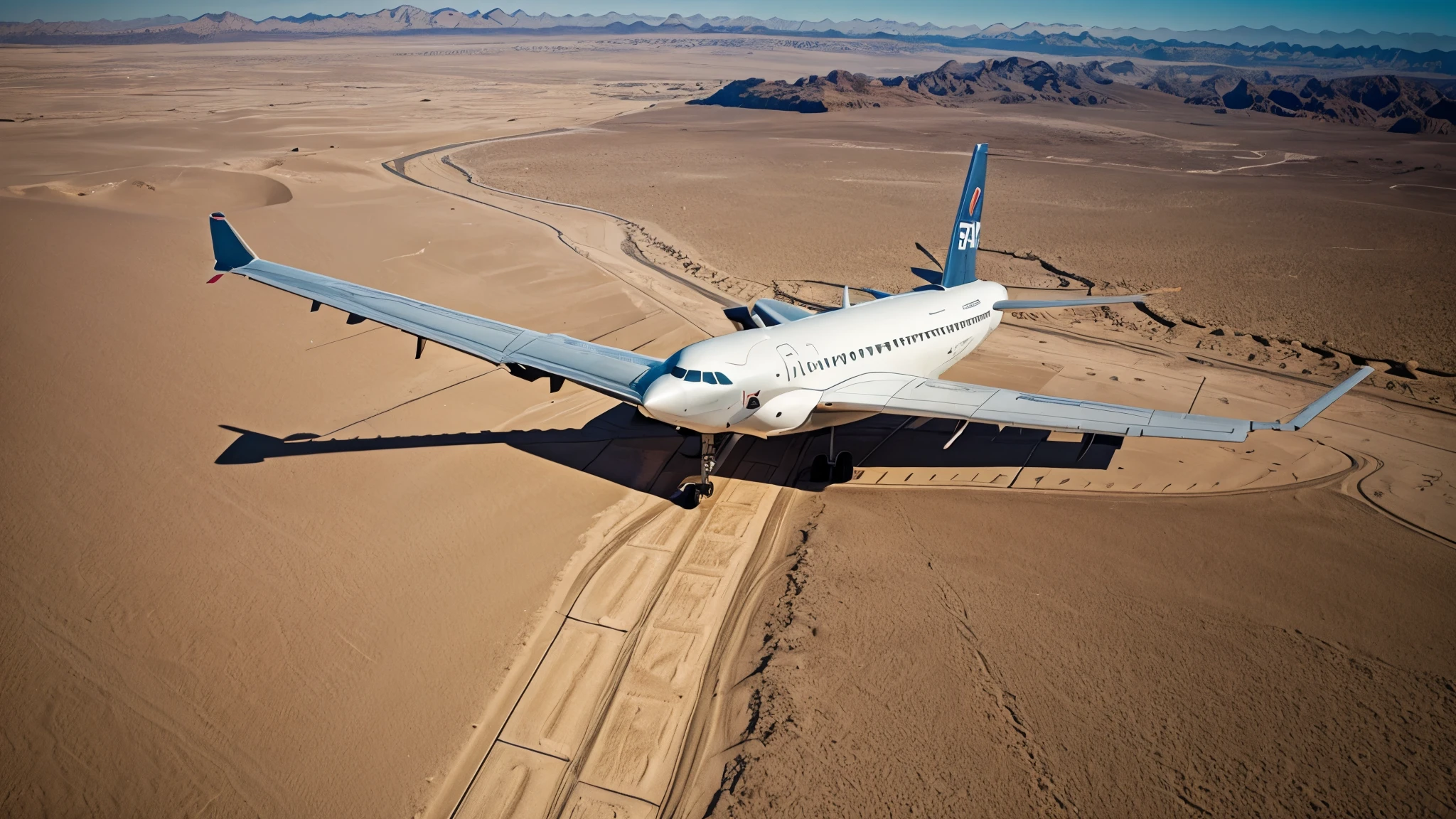 airplane，desert，oasis