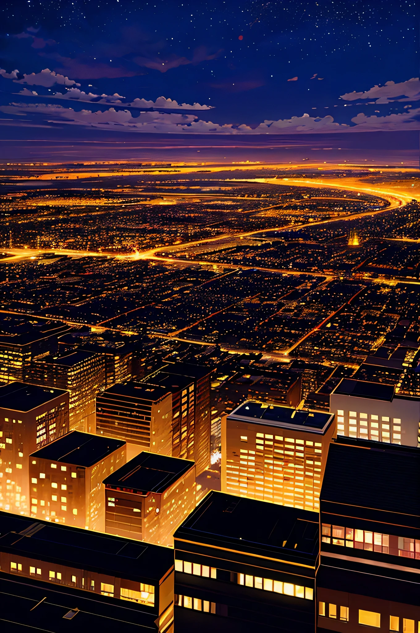 Skysky，As estrelas（Skysky），scenecy，starrysky，the night，nigh sky，solo，exteriors，buliding，​​clouds，galactic，The tree，City，siluette，view over city