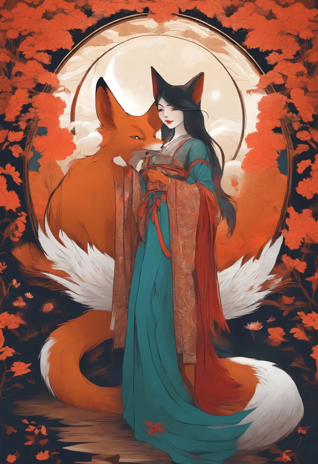 Un kitsune avec un humain.