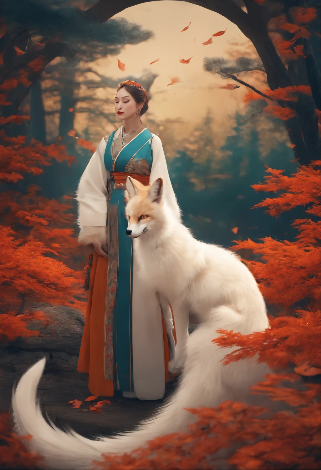 Un kitsune avec un humain.
