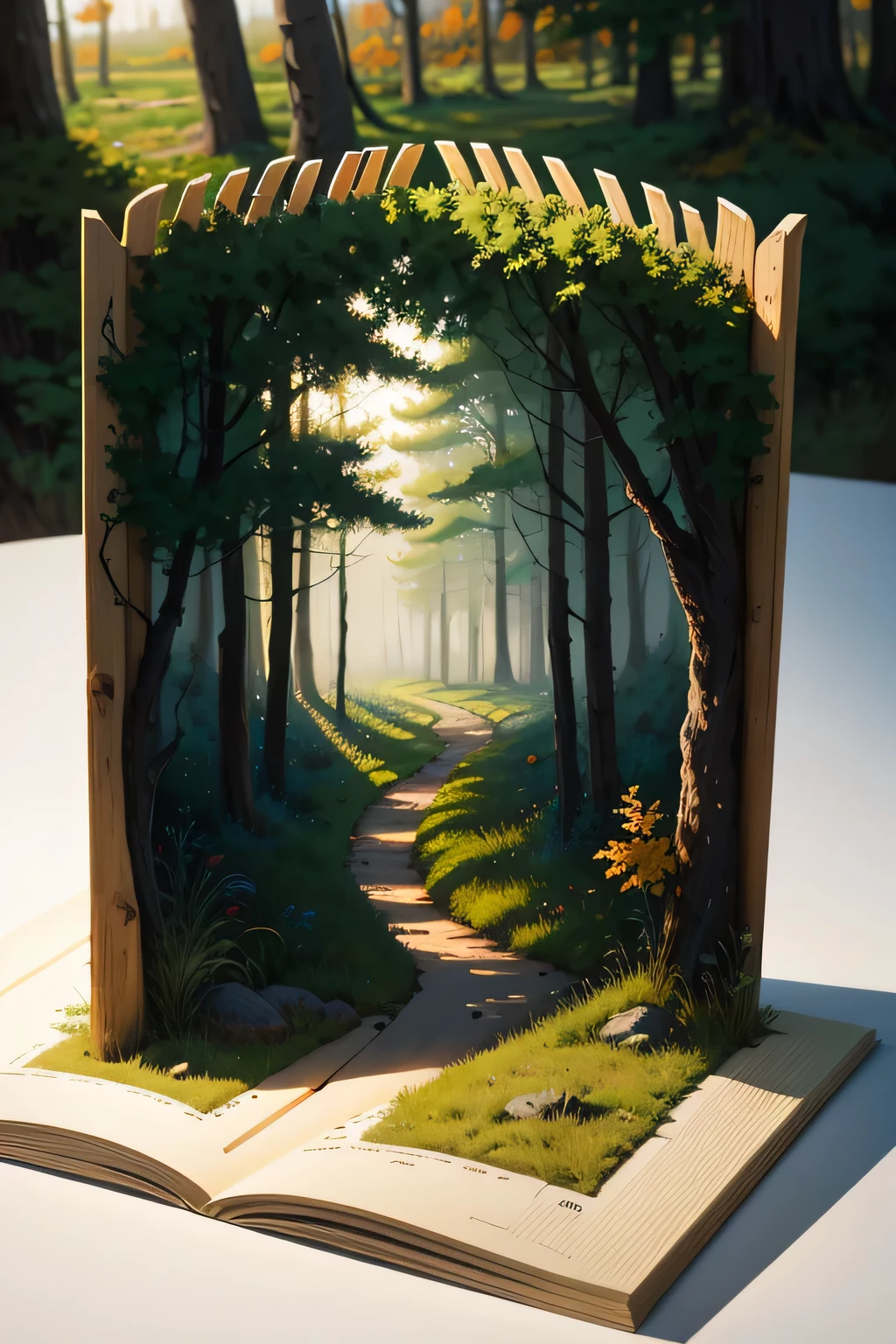 (aventura caminhando no caminho), , illustration, Cena da pradaria, Autumn seasonal scenery, There is fog in the distance, The light is soft and warm, estilo natural (estilo natural), pintura (oil pintura), Detailed Description (Detailed Description), cores vivas, Melhor qualidade, 4K, high resolution, obra de arte:1.2