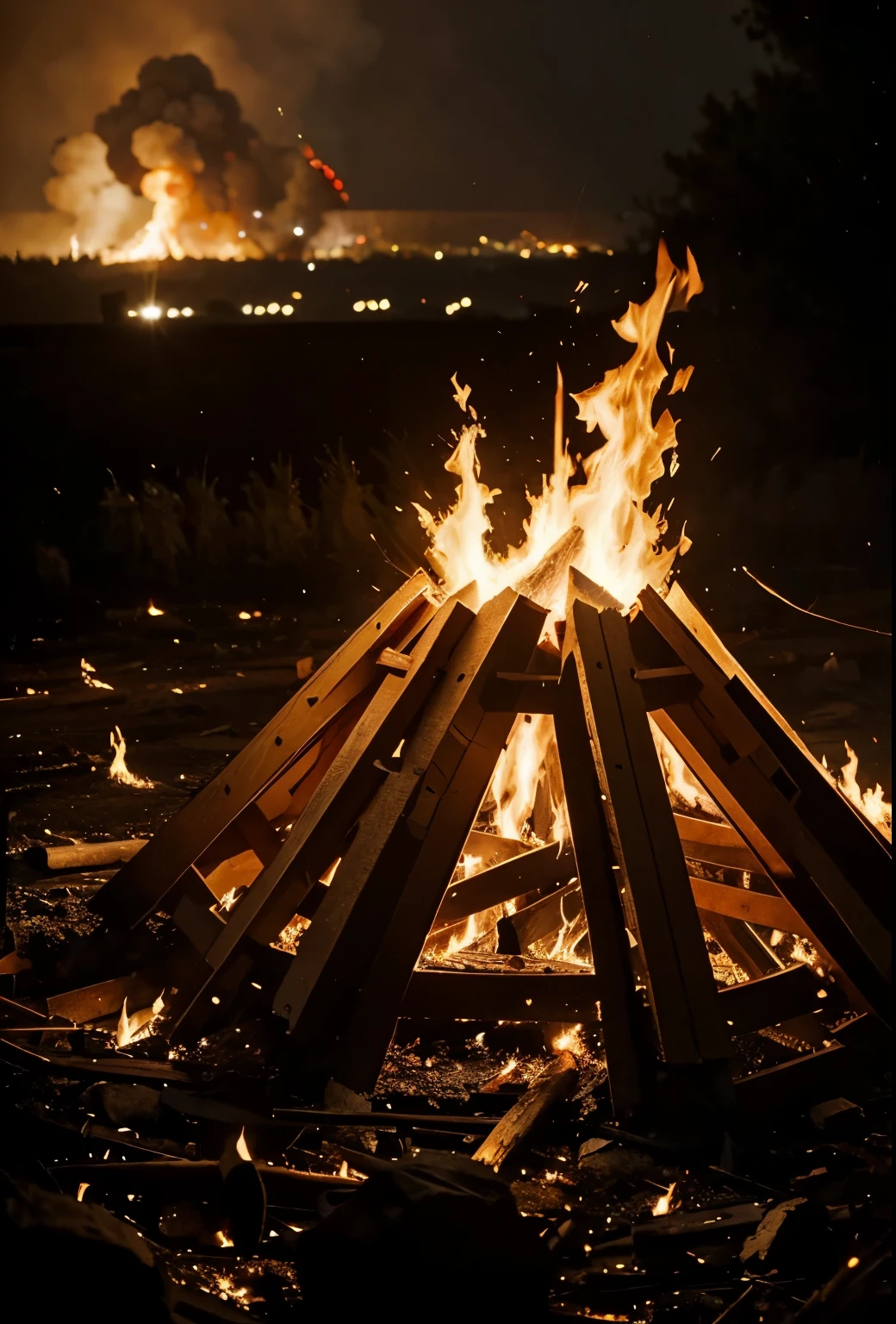 Fire coming from the sky and making the whole earth, but a nice fire.