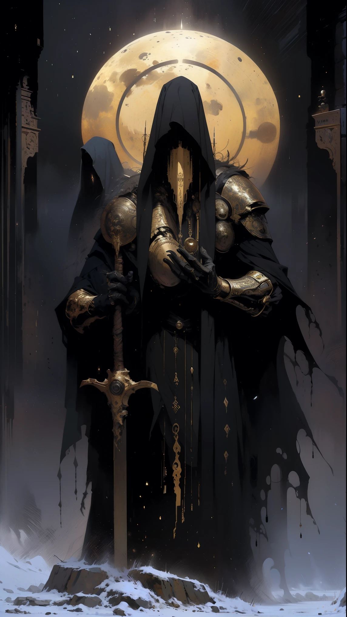 A black and white photo of a man holding a sword in the air, dark souls art, the dark souls knight, dark souls art style, the the dark souls knight, Dark Souls concept art, Dark Souls Inspiration, dark souls style, dark souls concept art, video game digital art, ominous assassin, Dark Souls concept, assassin, dark souls concept art, dark souls character. Very mysterious character, giant  in your hand 