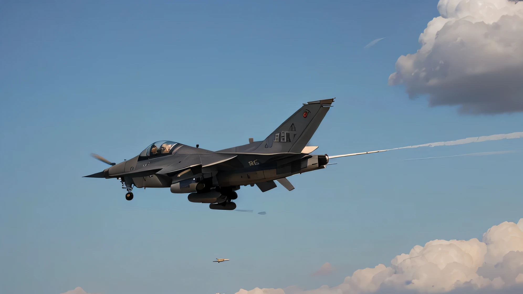 a close picture of a military jet in the sky.