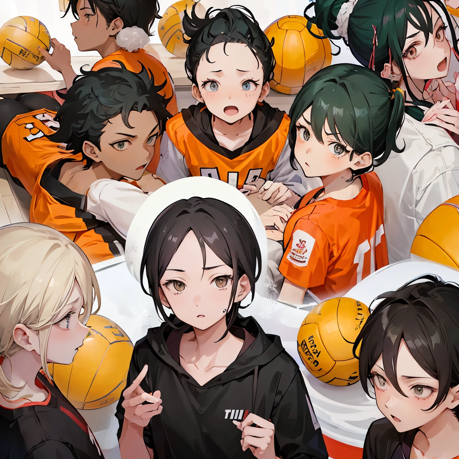 Haikyuu、Tetsuro Kuroo、volleyball、manager、girl、black hair ponytail、bangs bangs