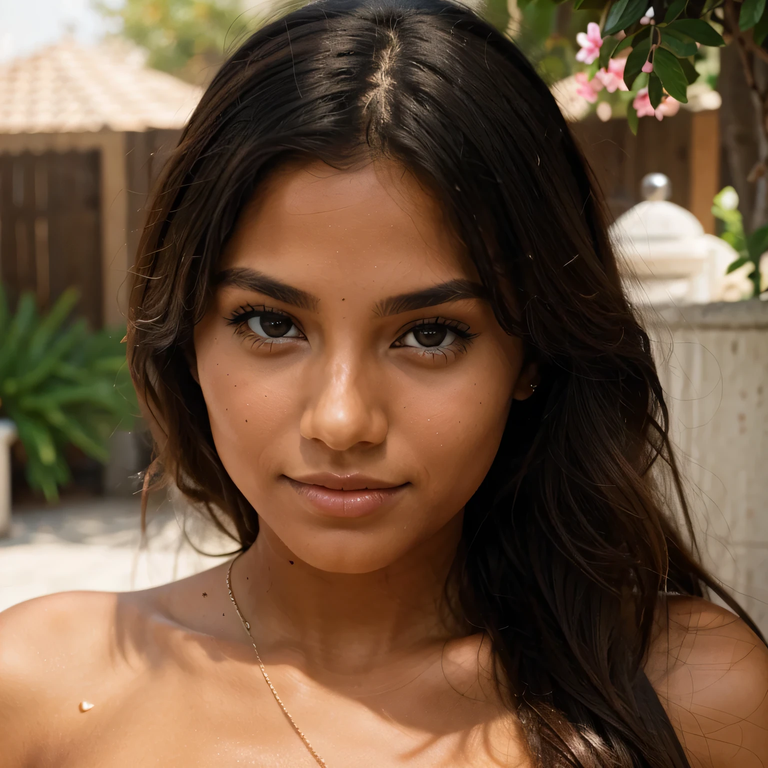 16yo miss oiled tanned naked at the beach, pissing, gazing pleased into the camera