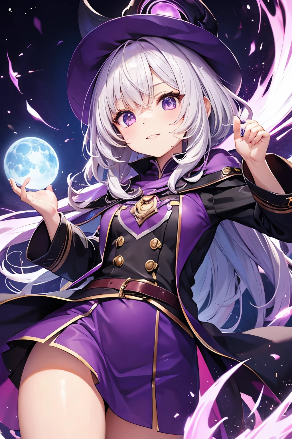 anime, A girl in a witch costume is flying on a broom, Astral Witch Outfit,Wearing a hat