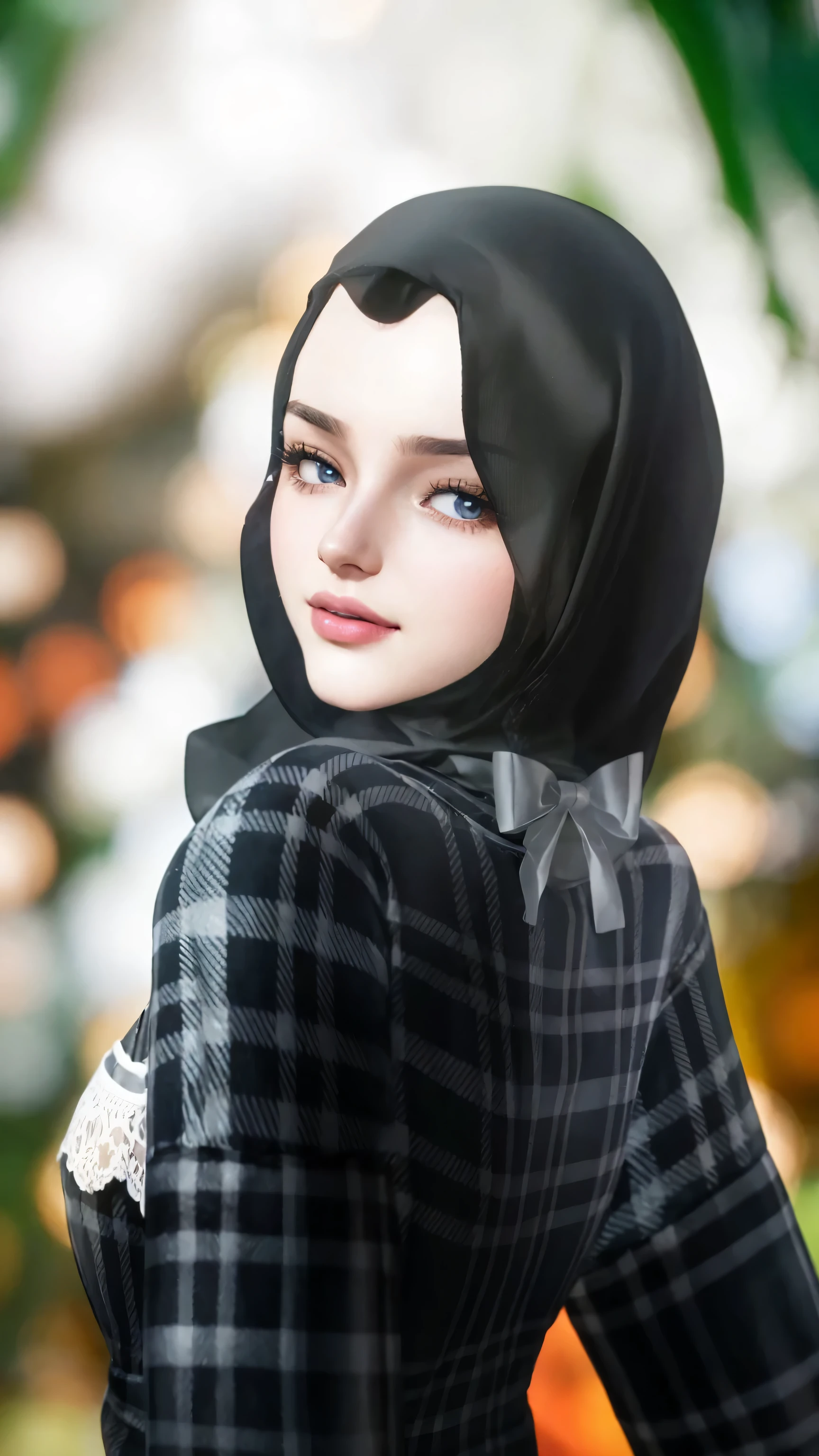 vibrant colors, colorful art style, soft lighting, soft shadows, detailed textures, dynamic lighting, nice hands, perfect hands, detailed eyes, perfect fingers, happy faces, perfect eyes, black hair, highlight hair, detailed hair, detail finger, red dress, holding iphone, soft hair, highlight and shadow, highlight hair, detailed hair, big , big breast, big tits, hijab girls, hijaber