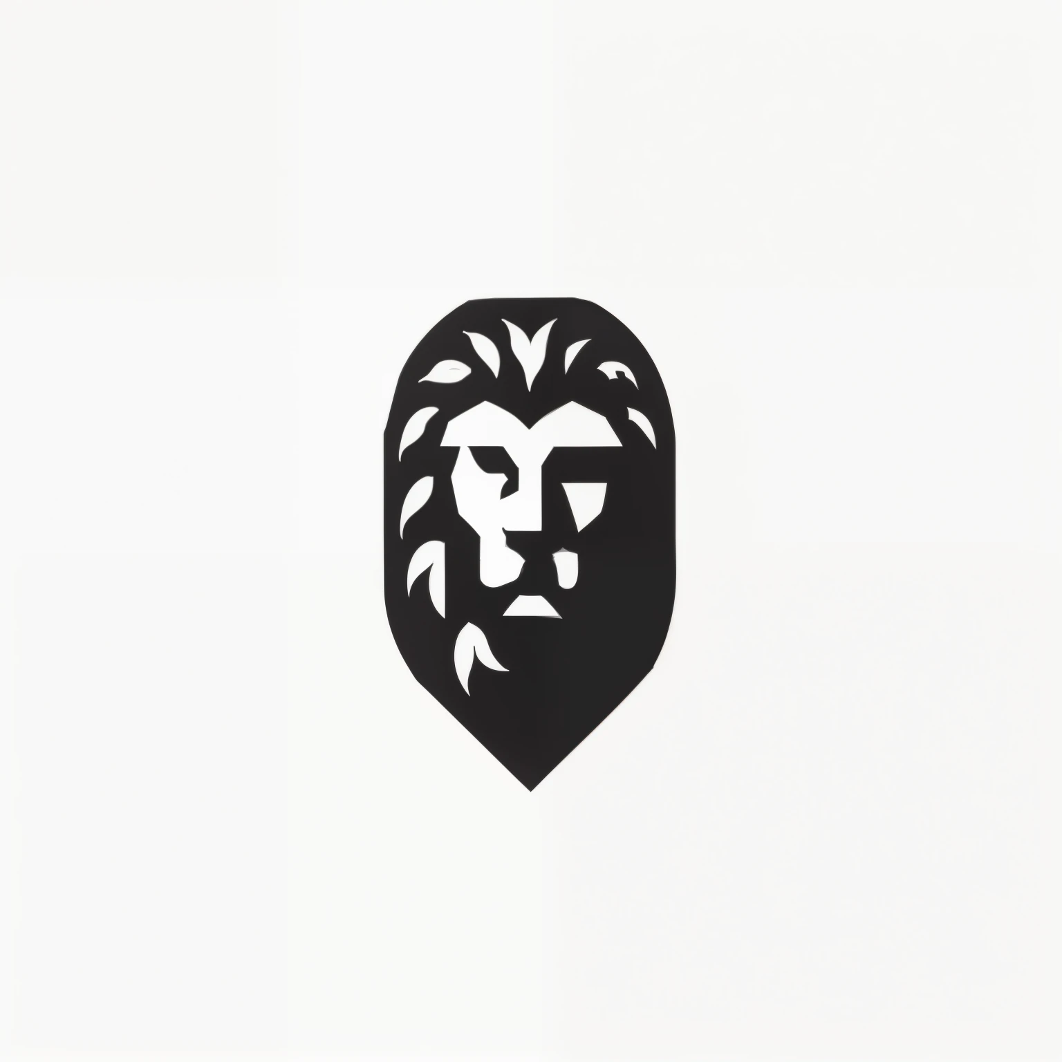 a black and white lion head with leaves on it, lion icon, half lion, anonymous lion face, lion head, third lion head, minimalist logo without text, face icon stylized minimalist, best on adobe stock, mascot illustration, head of a lion, trending on dribbble.com mascot, lion, single logo, icon, face of an lion