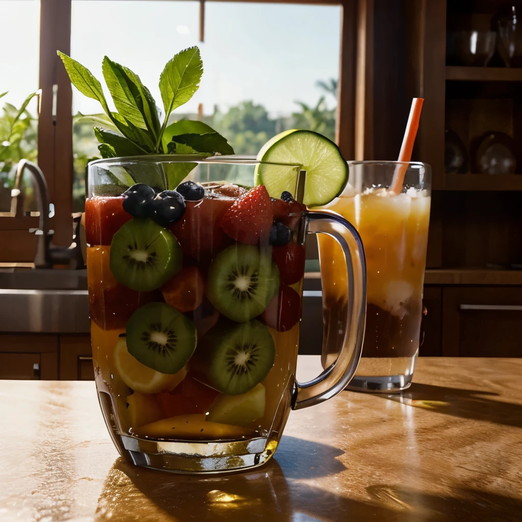 food, beverages, fruits, vegetables, in dishes Ultra realistic