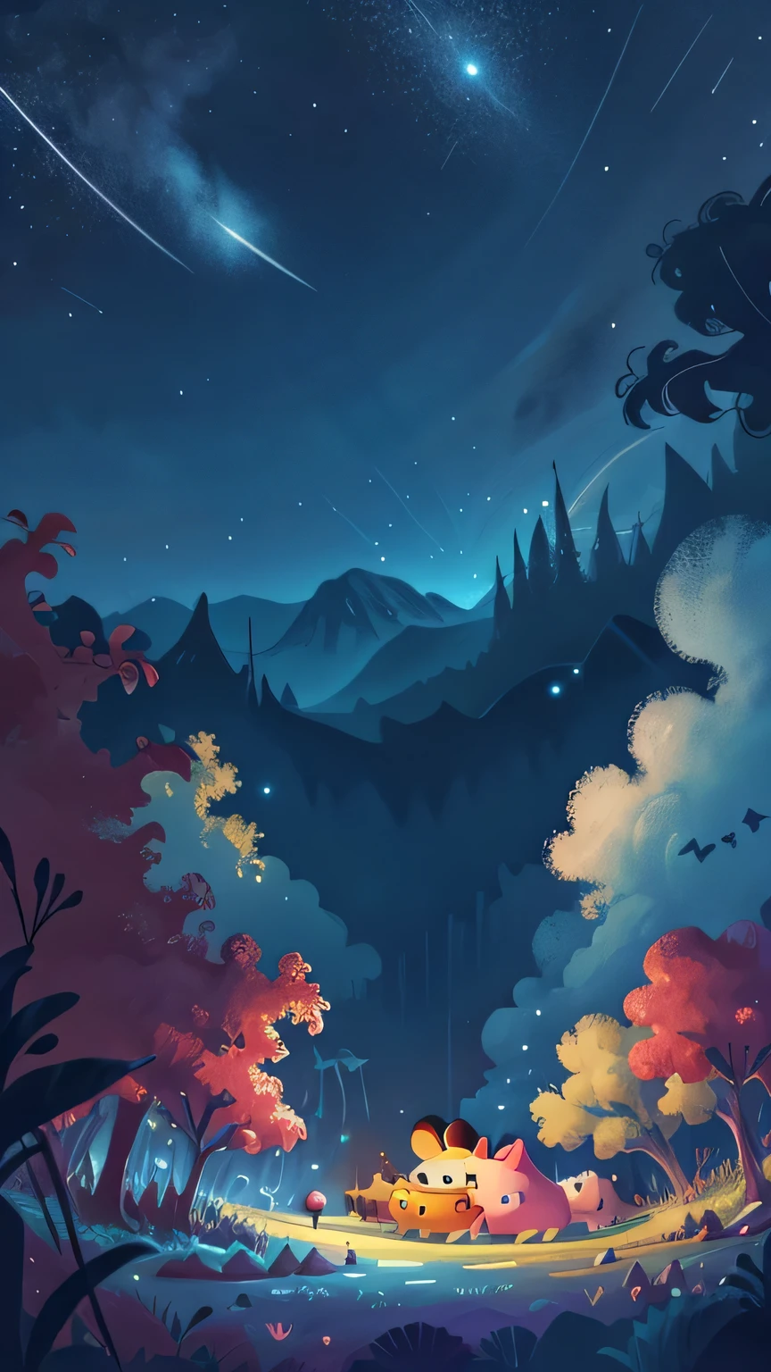 Cartoon background , Disney-style backgroun,night sky ,full of stars , YouTube cover