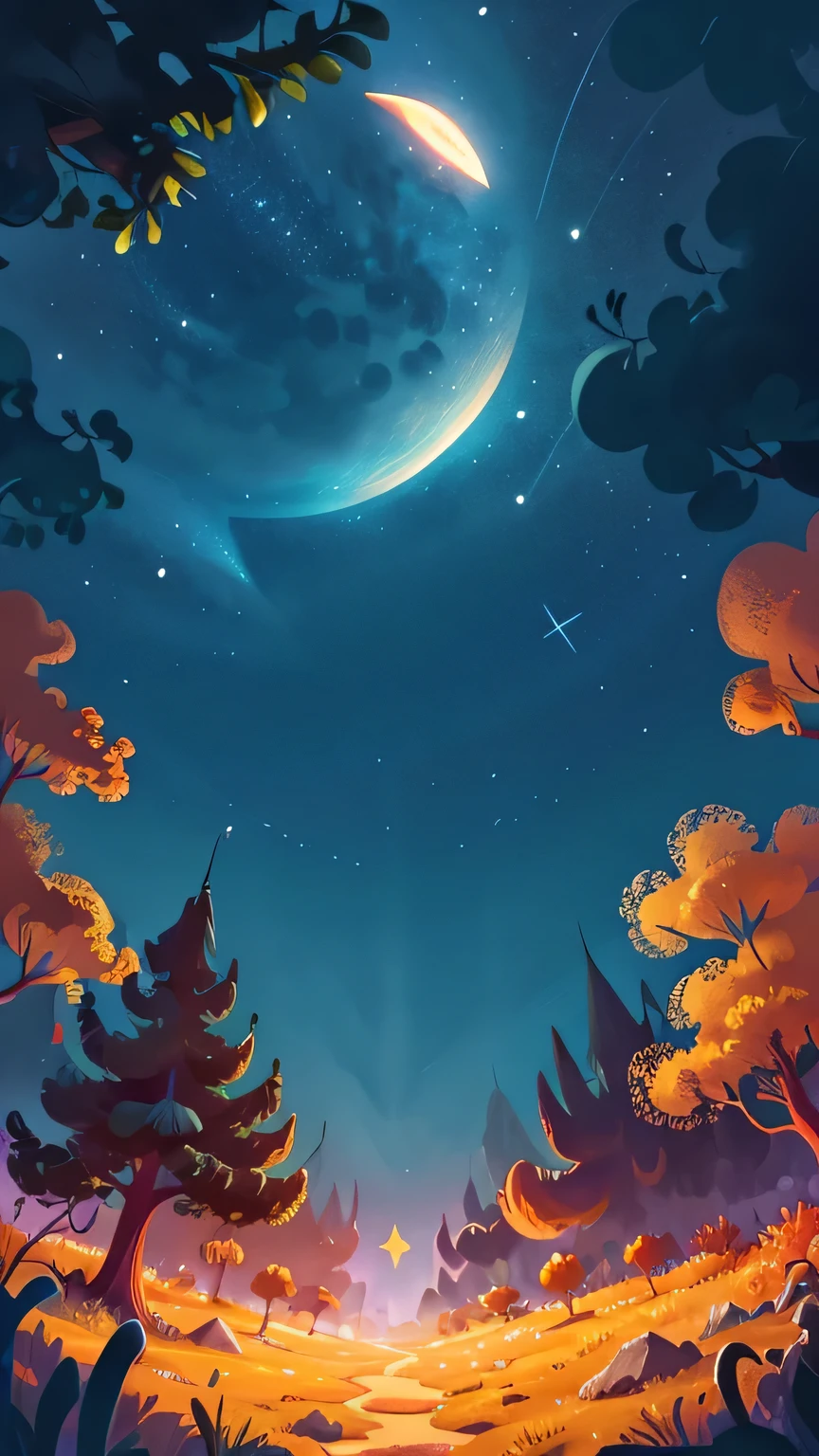 Cartoon background , Disney-style backgroun,night sky ,full of stars , YouTube cover 