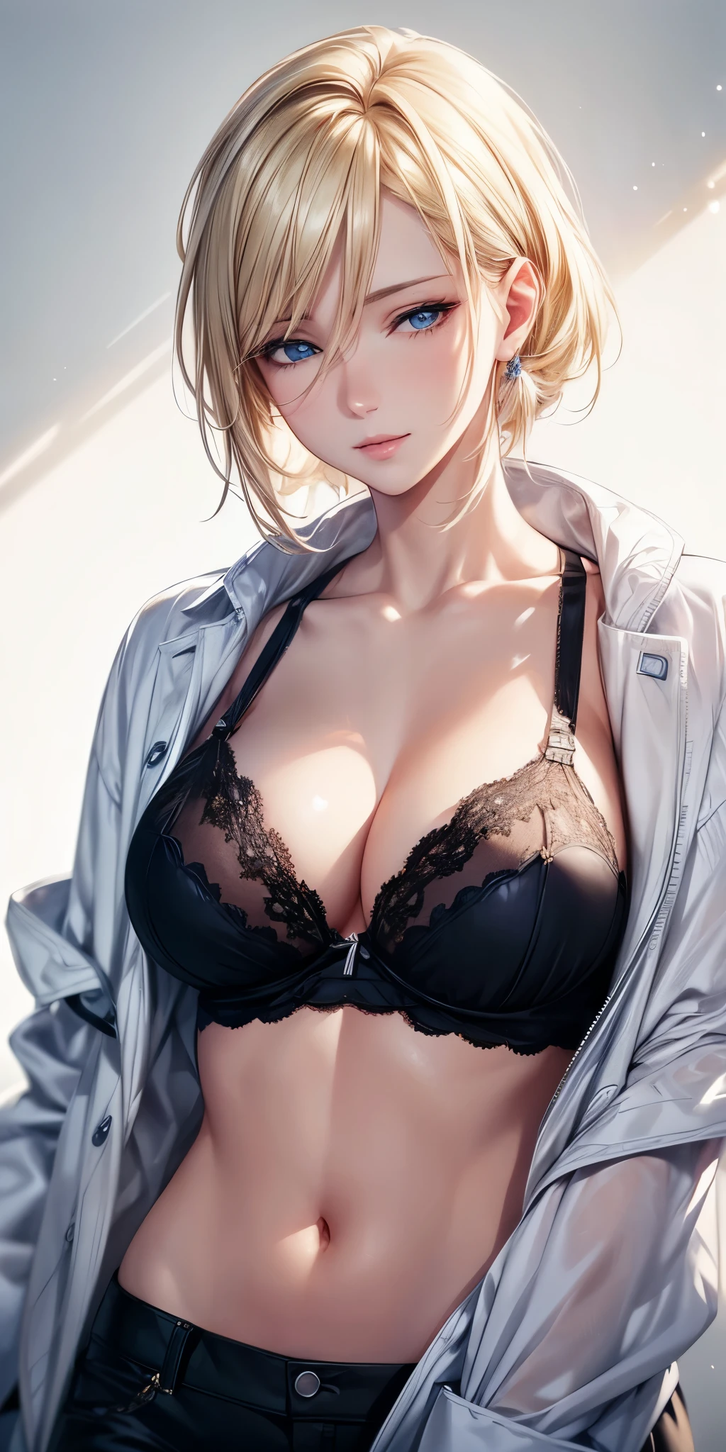 portrait, realistic, elegant mature woman, blue eyes, blonde hair, 4k resolution, ultra detailed cg, beautiful cg, soft light
